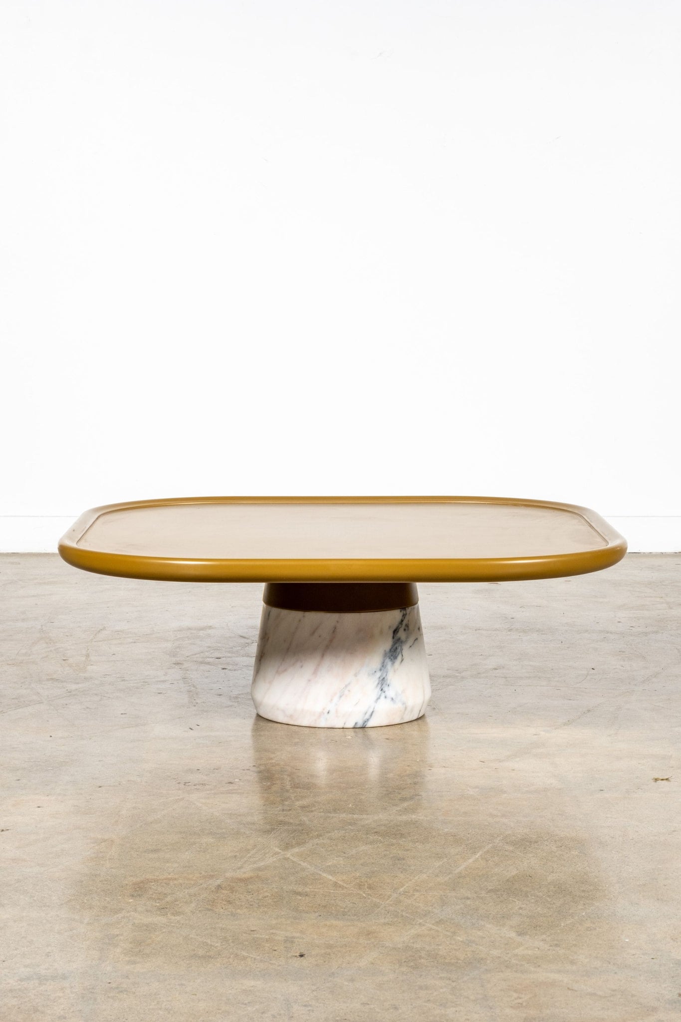 Mambo Ideas Poppy Center Table, Lacquered Wood Nude Matte Top, Estremoz Marble Base | Bonne Choice