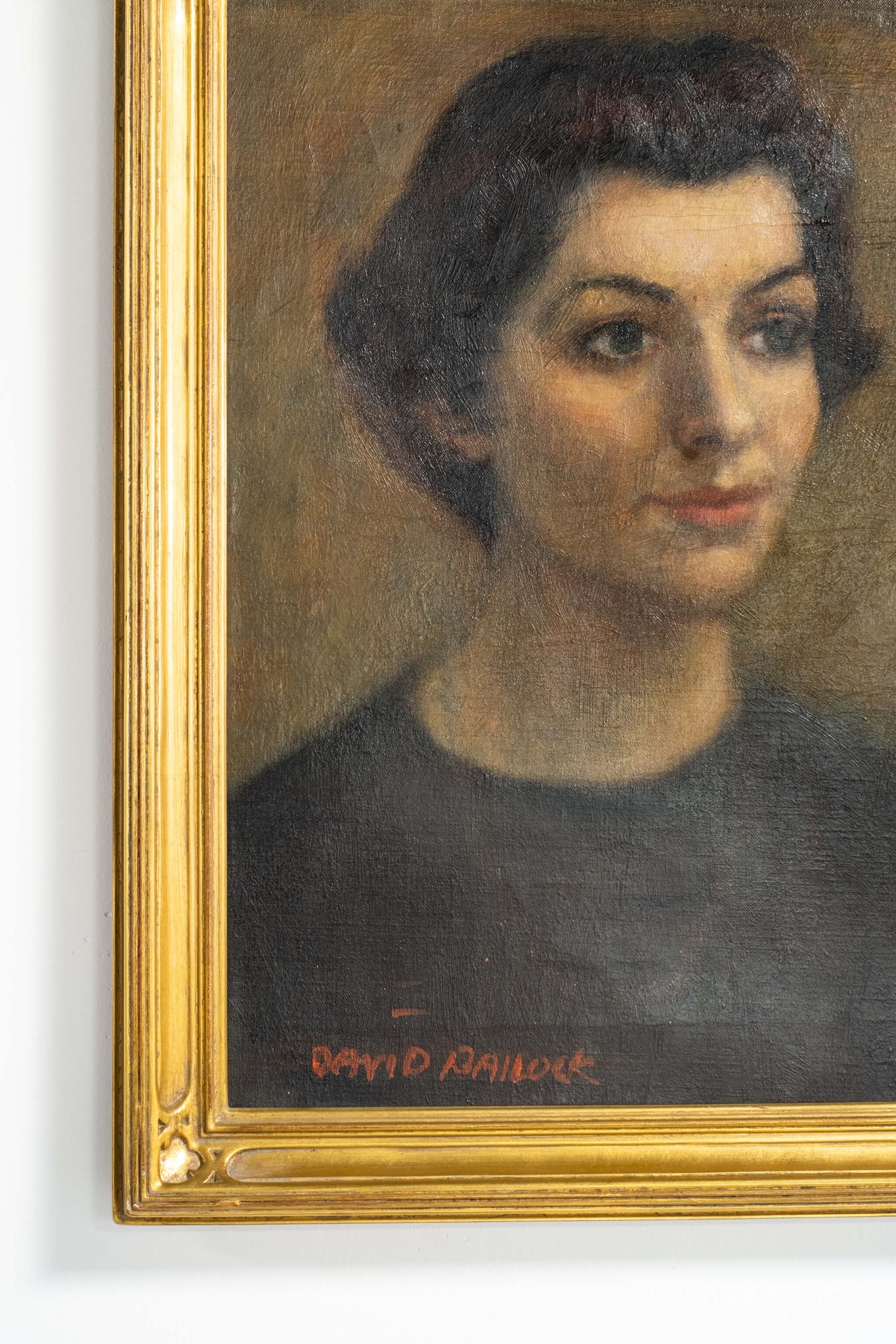 Vintage Portrait of a Young Woman, framed, artist signature