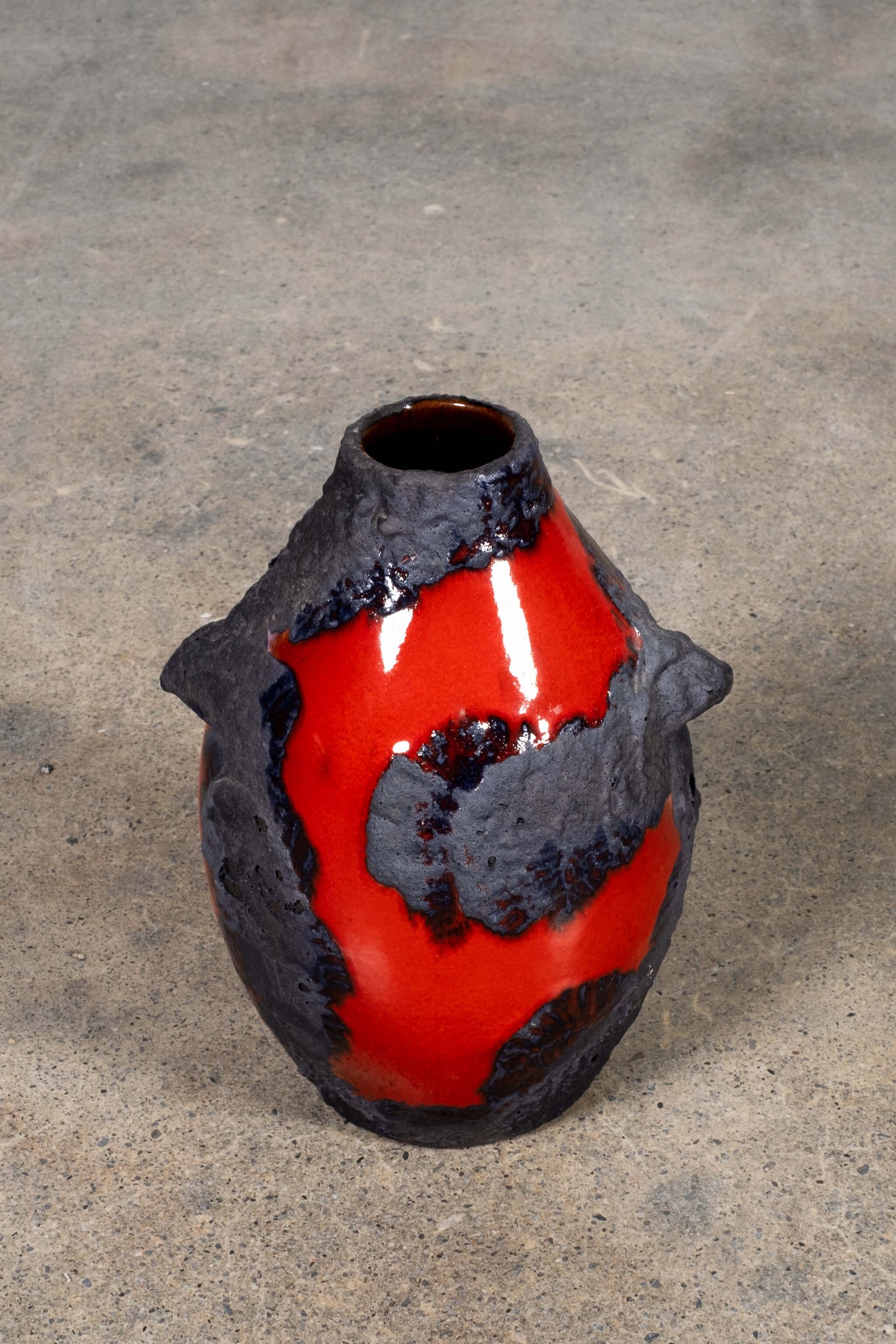 Red Volcanic Ceramic Vase - West Germany