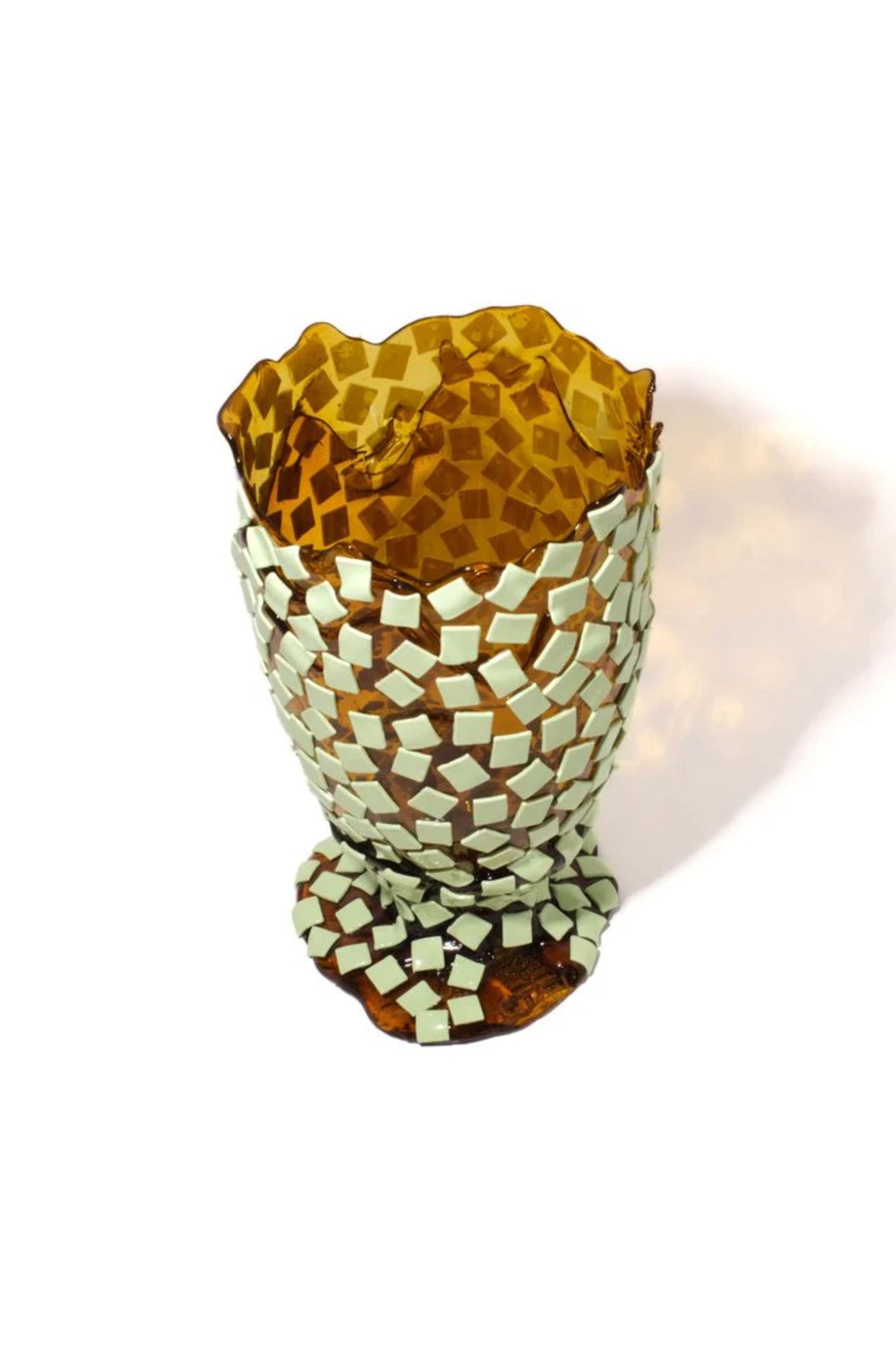 Corsi Rock Vase (Large), Clear Amber and Matte Mint by Gaetano Pesce | Bonne Choice