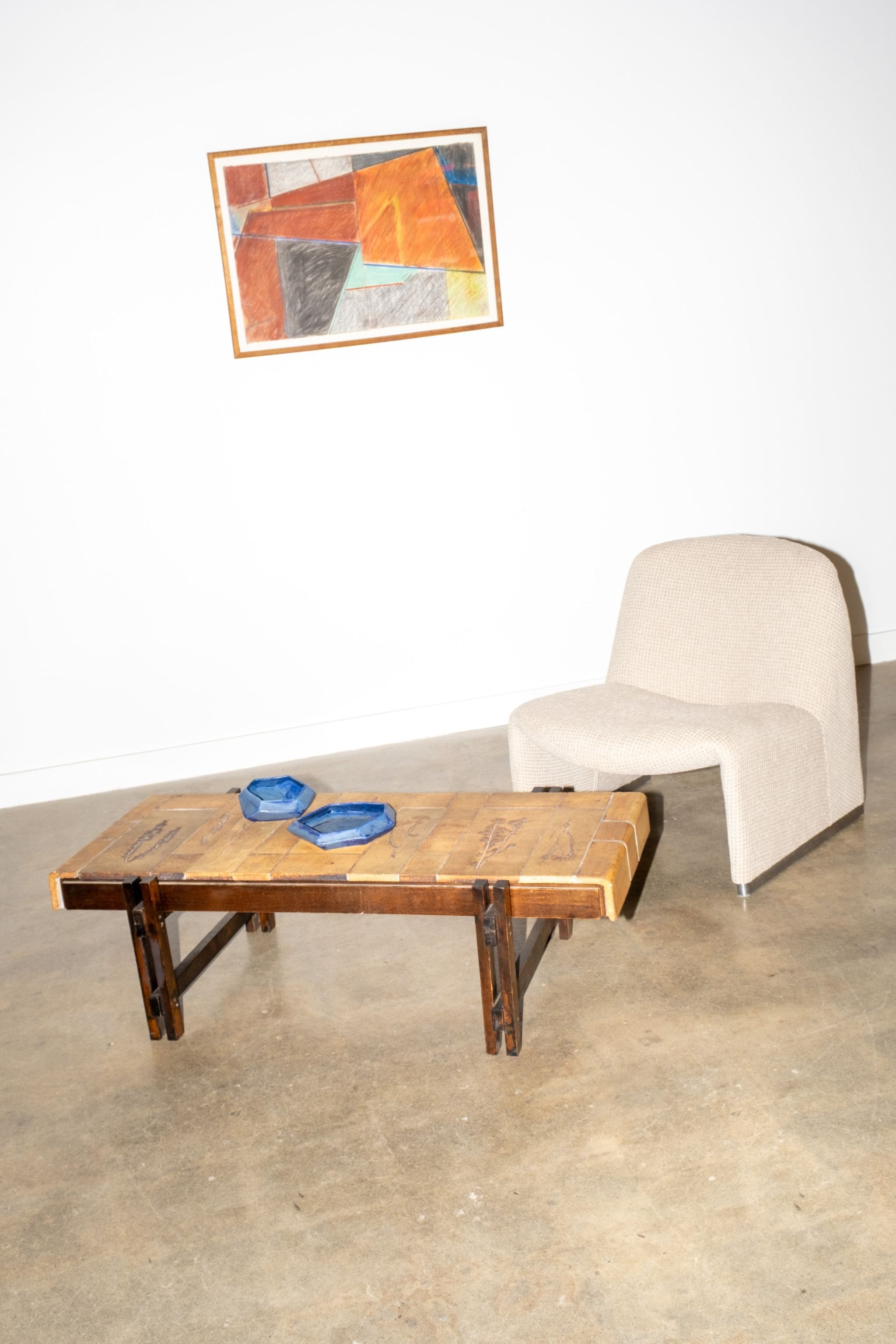 Roger capron テーブル　フランス　ビンテージ　アンティーク Vintage French Round Tiled Coffee Table by Roger Capron