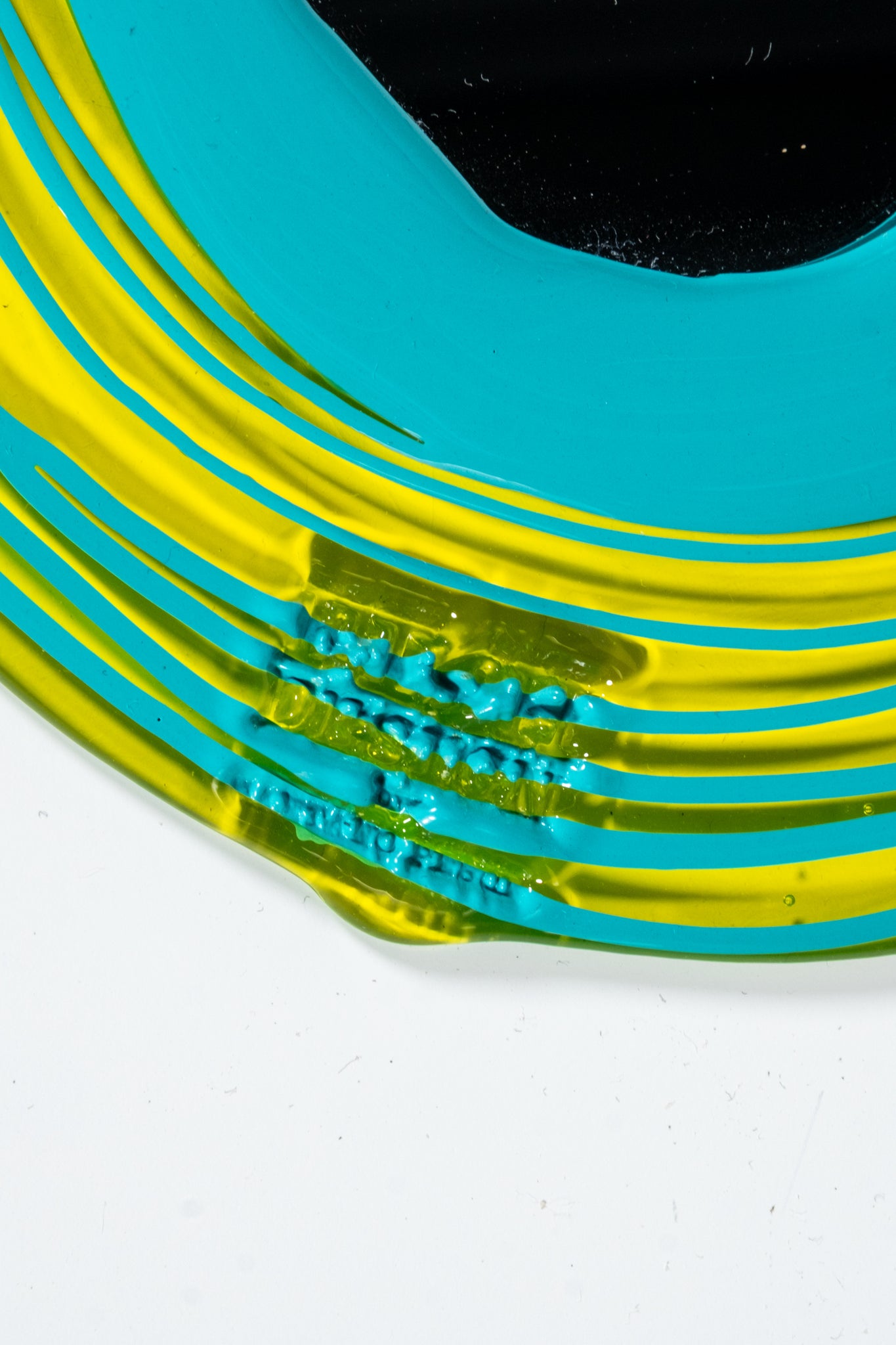 Round Mirror XS, Clear Yellow and Matte Turquoise