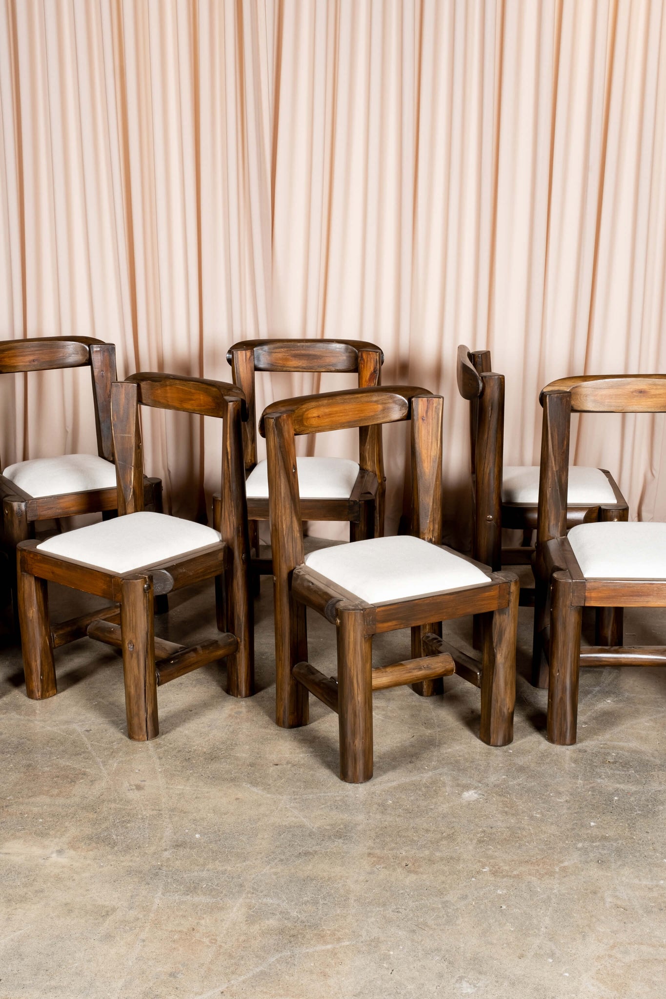 Bonne Choice - Set South African Brutalist Dining Chairs + Seats, sold individually