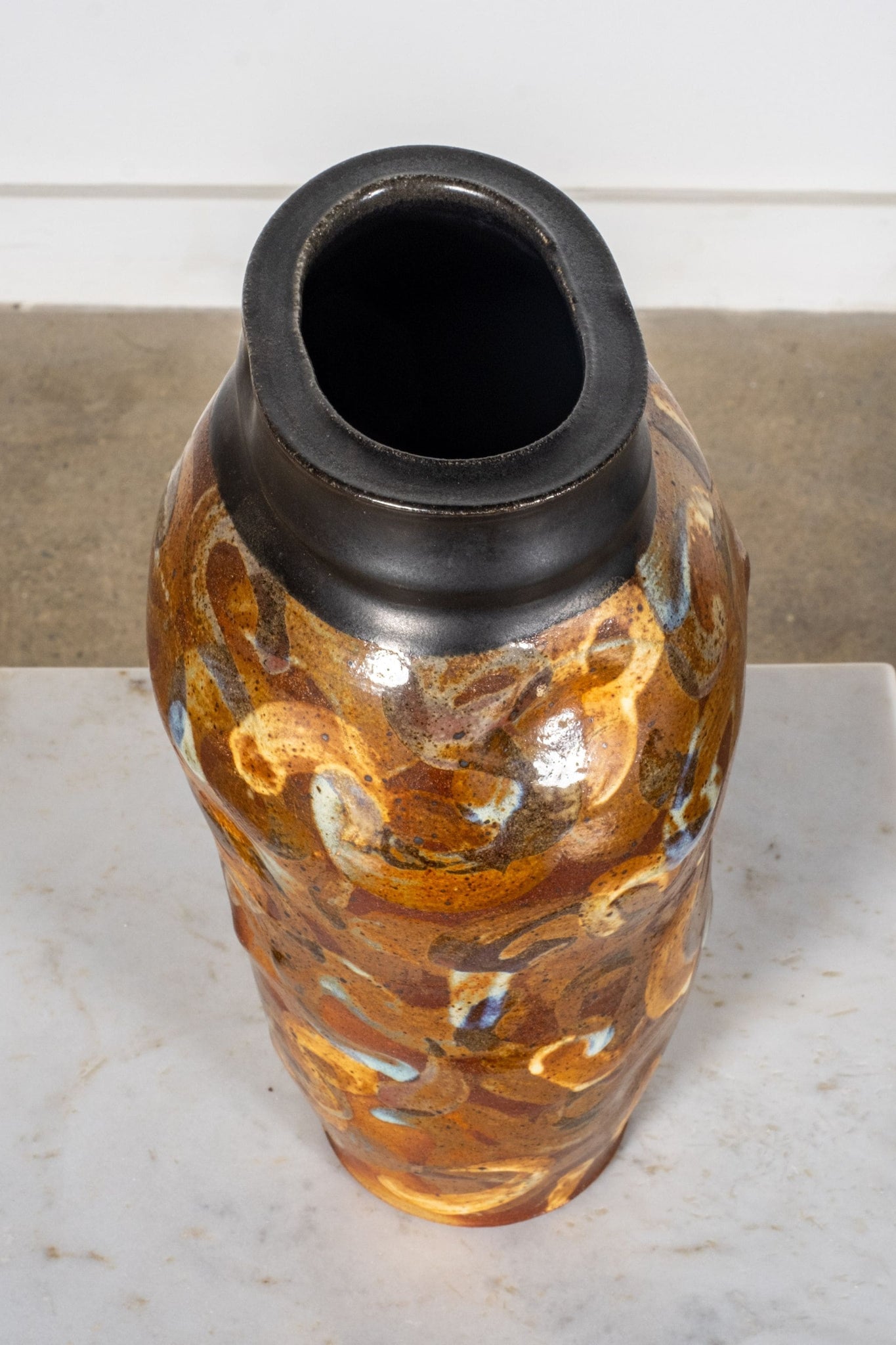 Vintage Shaped and Painted Brown Vase | Bonne Choice