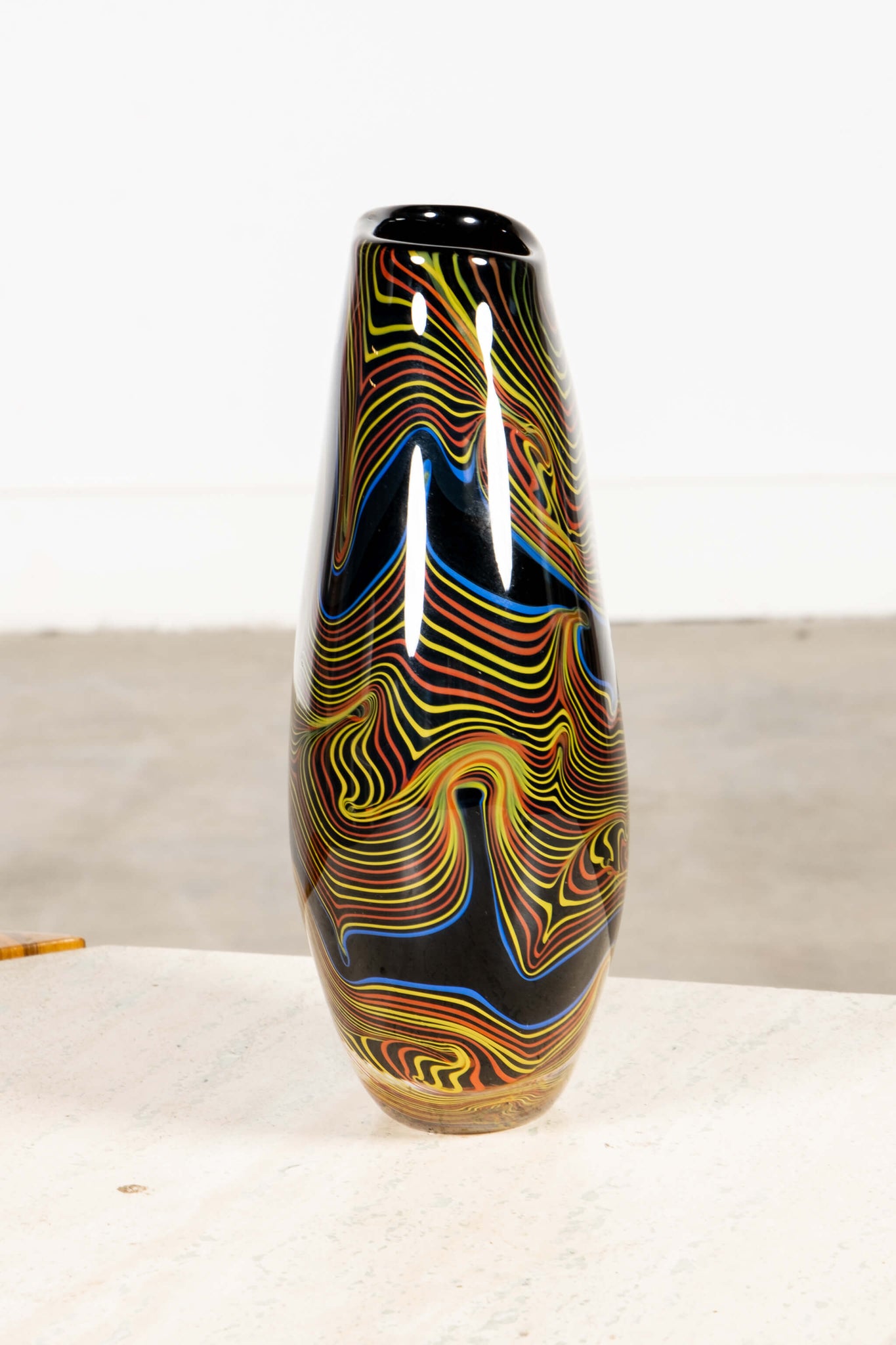 Signed Art Glass Vase, Brown