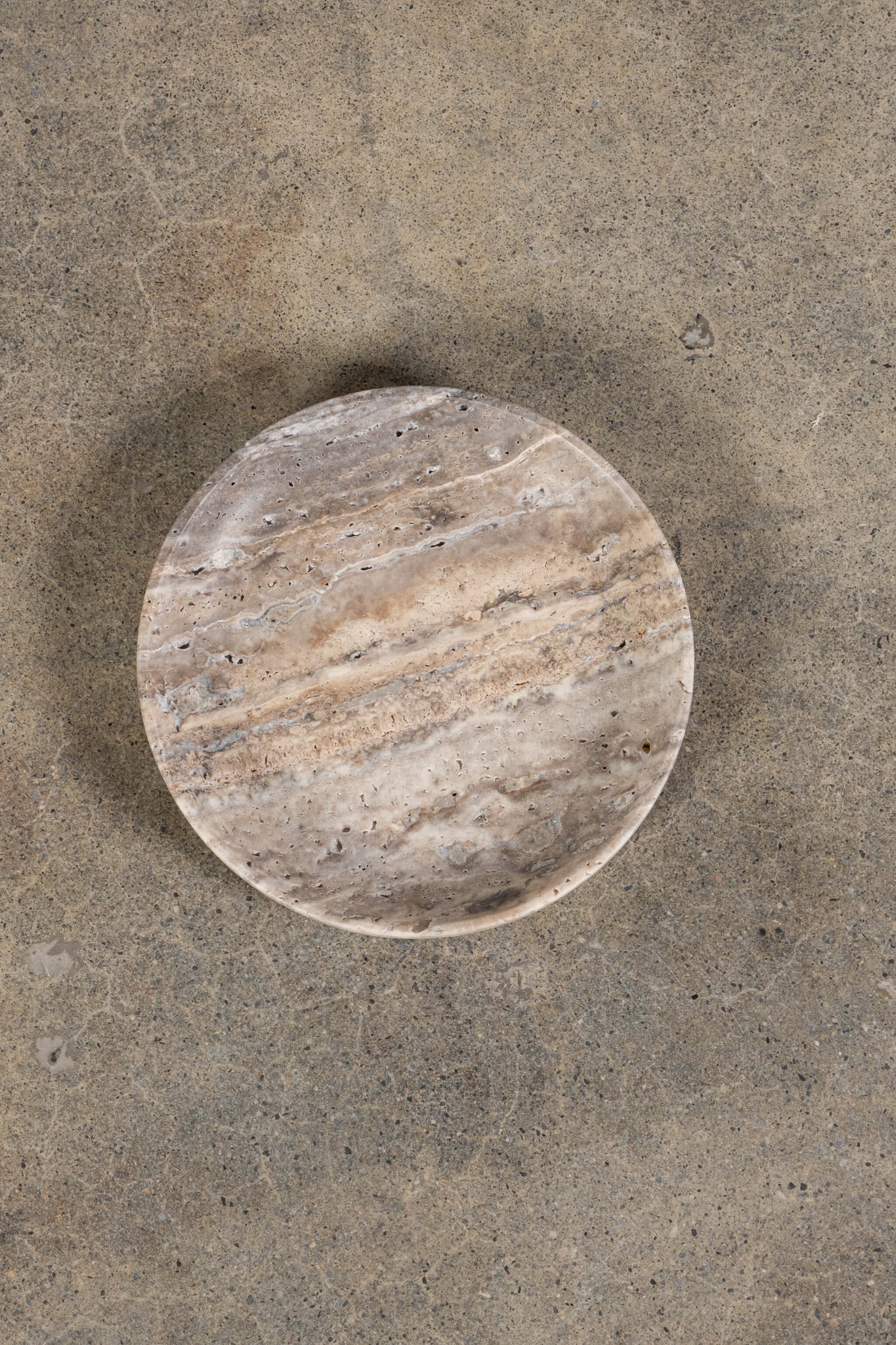 Small Catchall in Grey Travertine, top view