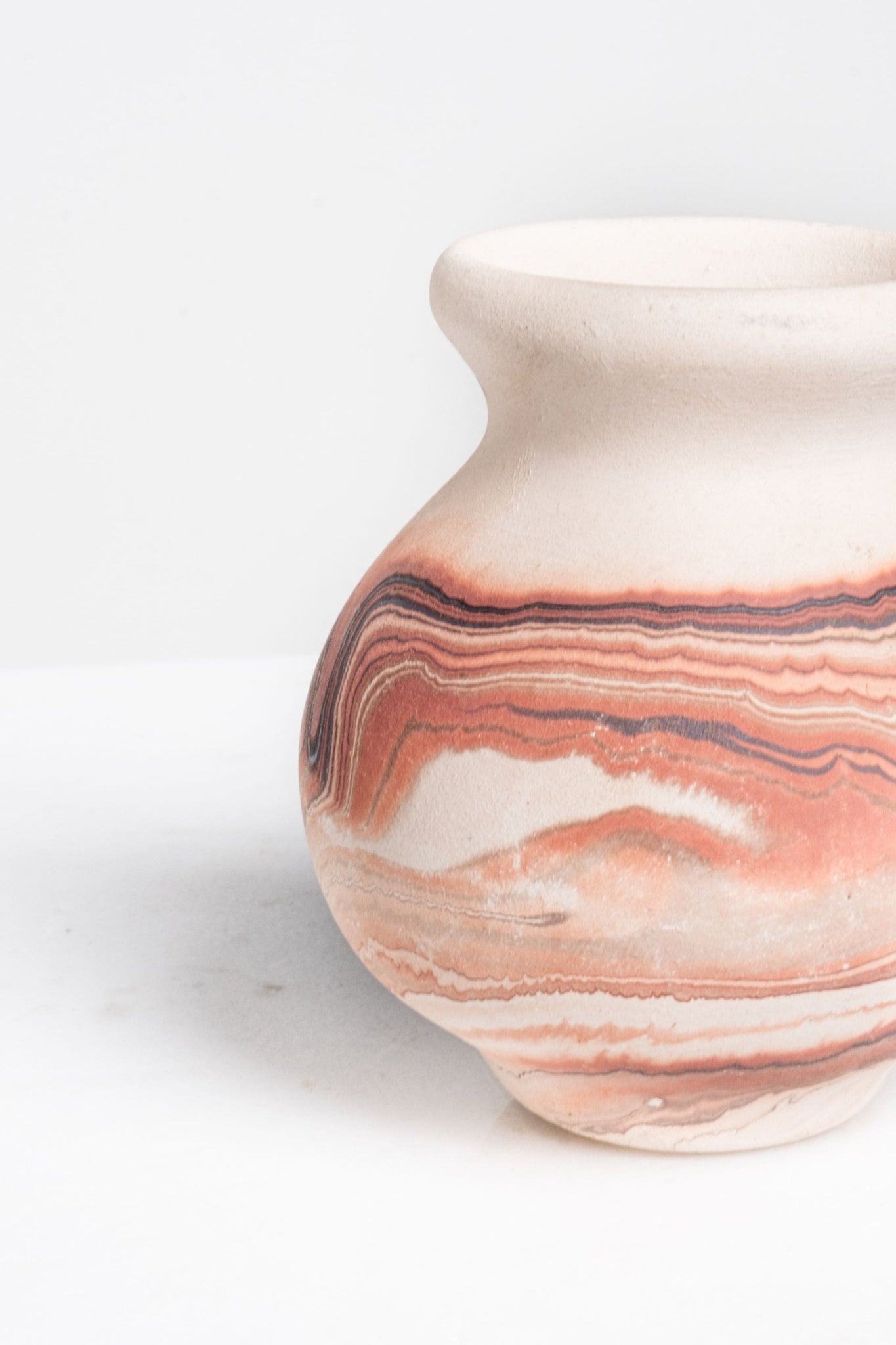 Vintage Small Swirl Pottery Vessel, Glazed Interior-2 | Bonne Choice