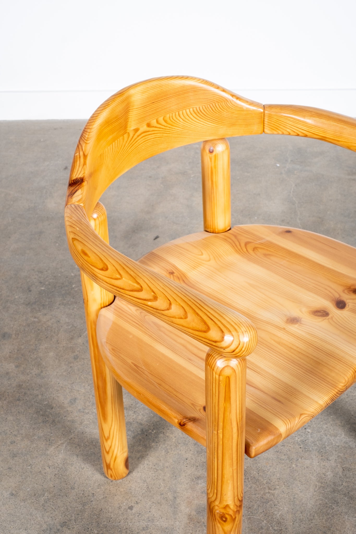 Vintage 1970s Solid Pine Armchair, top angled view
