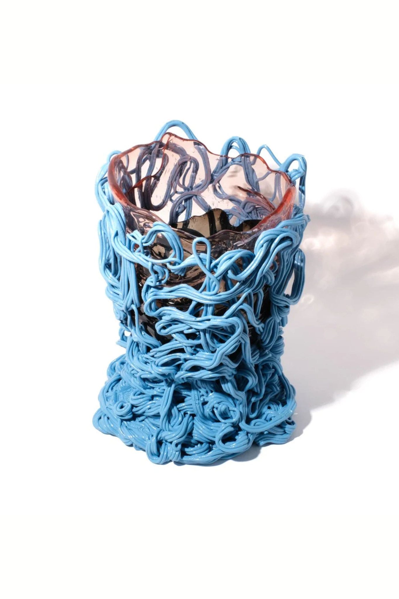 Corsi Spaghetti 'Special Vase' Extra Colour (Large), Clear Light Pink, Smoke and Matte Light Blue by Gaetano Pesce | Bonne Choice