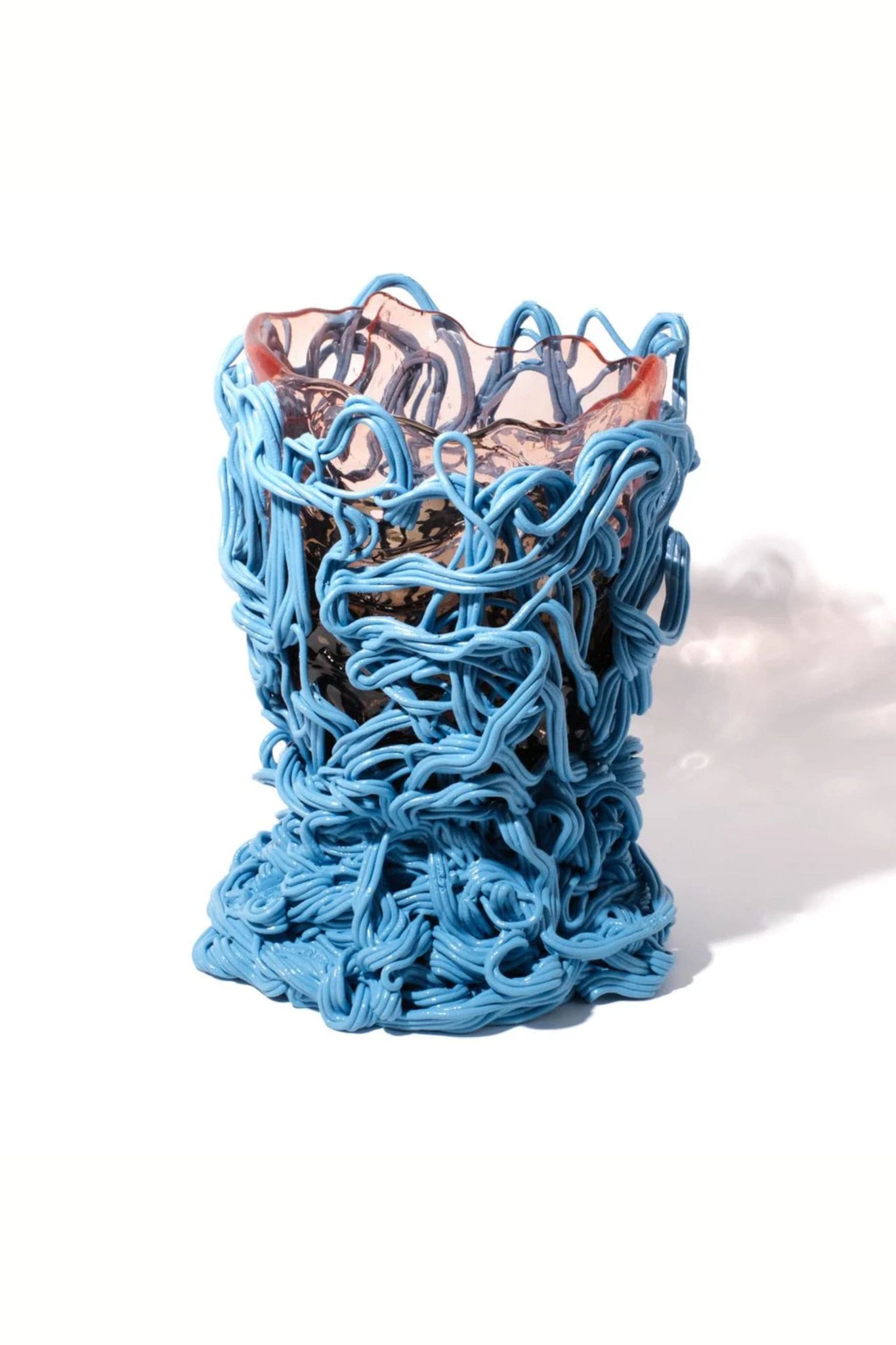 Corsi Spaghetti 'Special Vase' Extra Colour (Large), Clear Light Pink, Smoke and Matte Light Blue by Gaetano Pesce | Bonne Choice