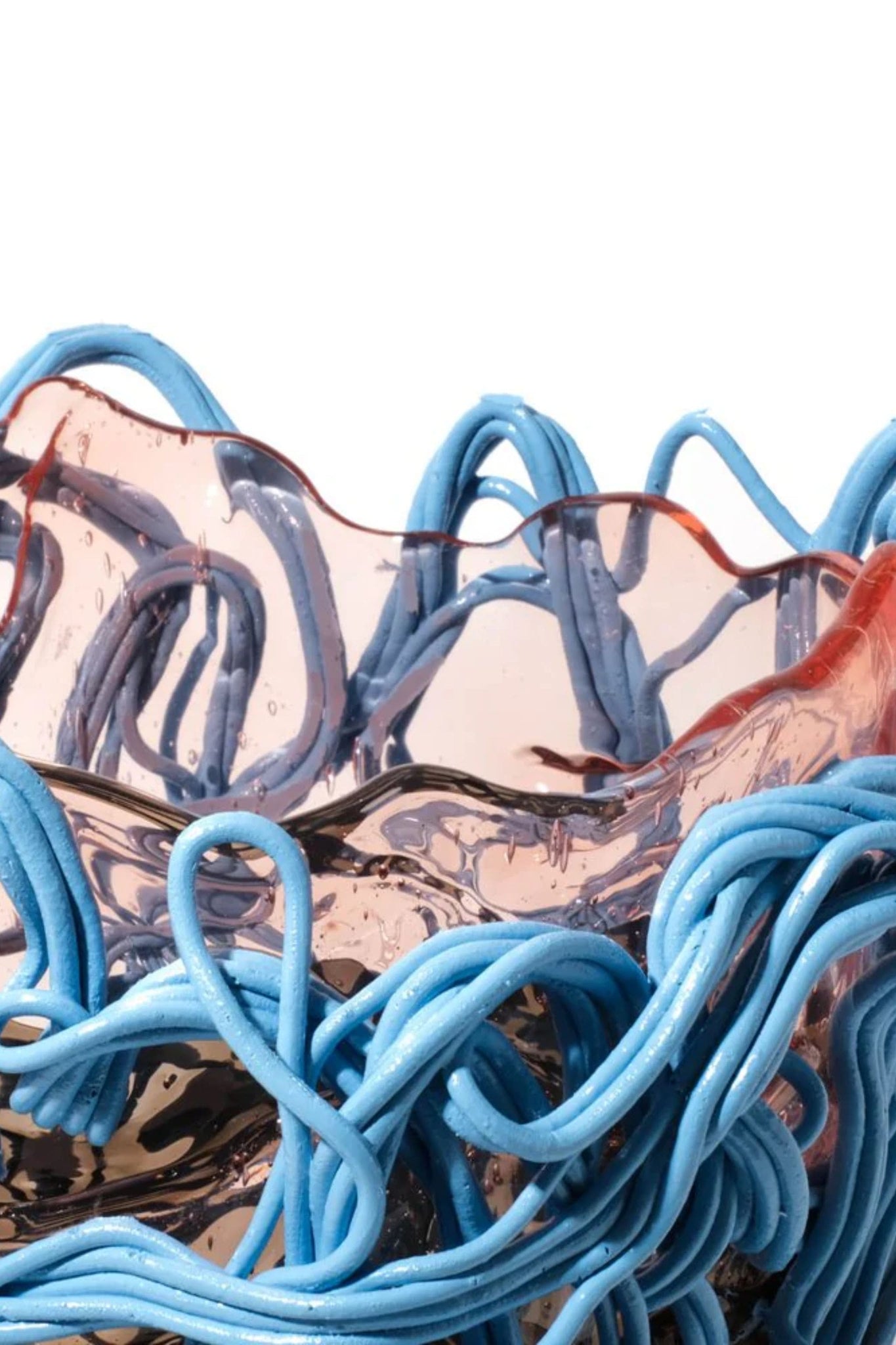 Corsi Spaghetti 'Special Vase' Extra Colour (Large), Clear Light Pink, Smoke and Matte Light Blue by Gaetano Pesce | Bonne Choice