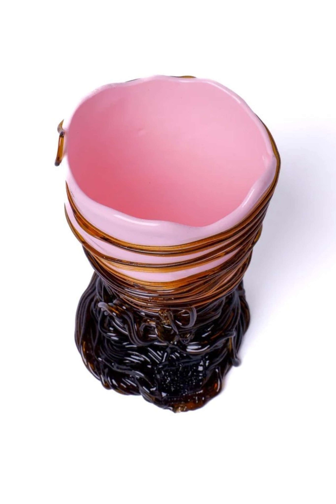 Spaghetti Vase (XS), Pastel Pink and Clear Brown