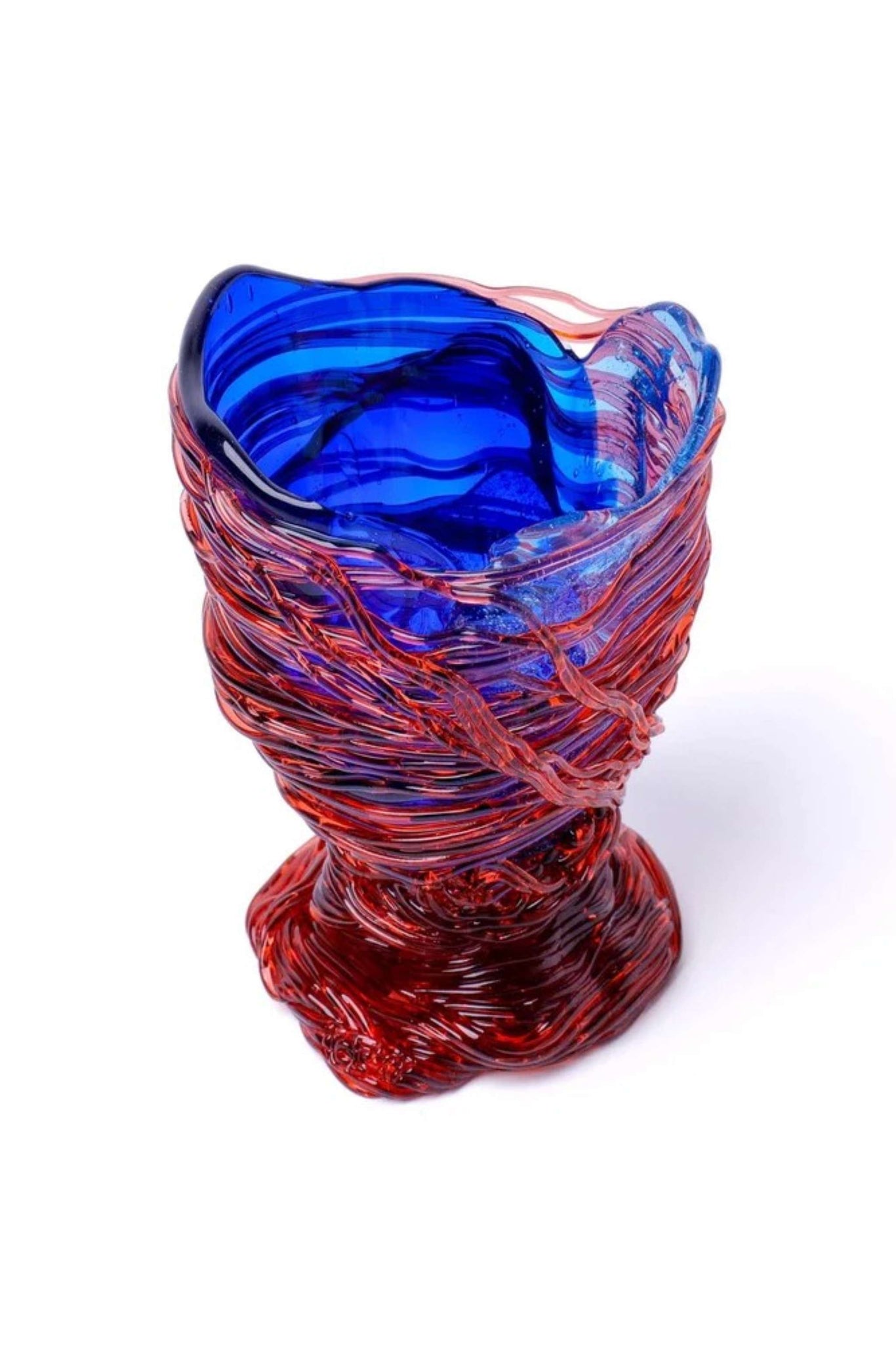 Spaghetti Vase Extra Colour (XS), Clear Blues and Dark Ruby
