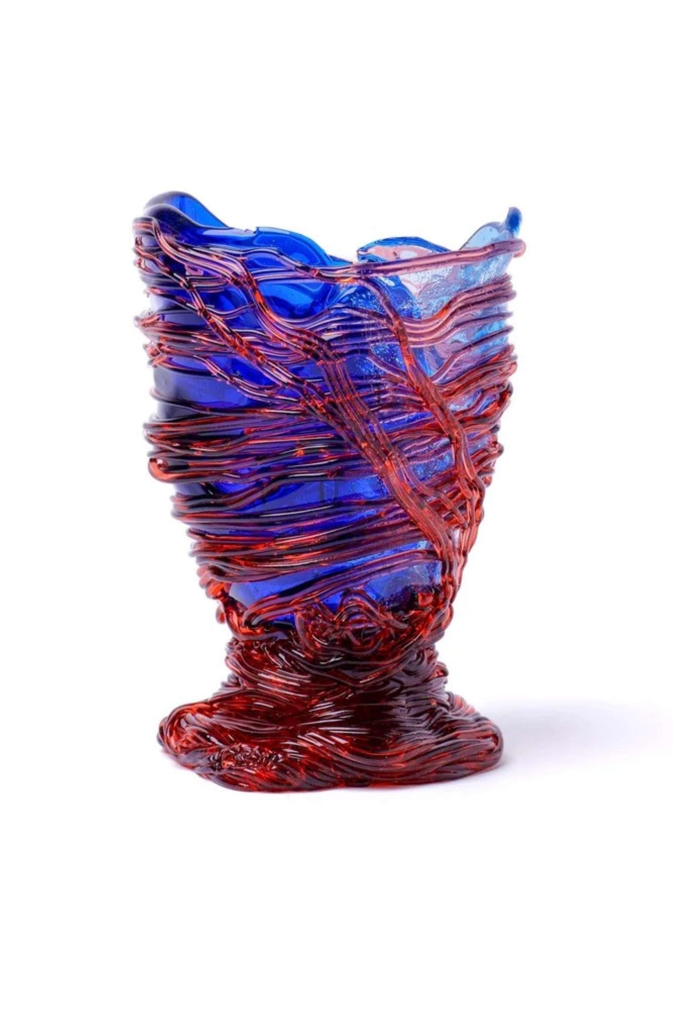 Spaghetti Vase Extra Colour (XS), Clear Blues and Dark Ruby