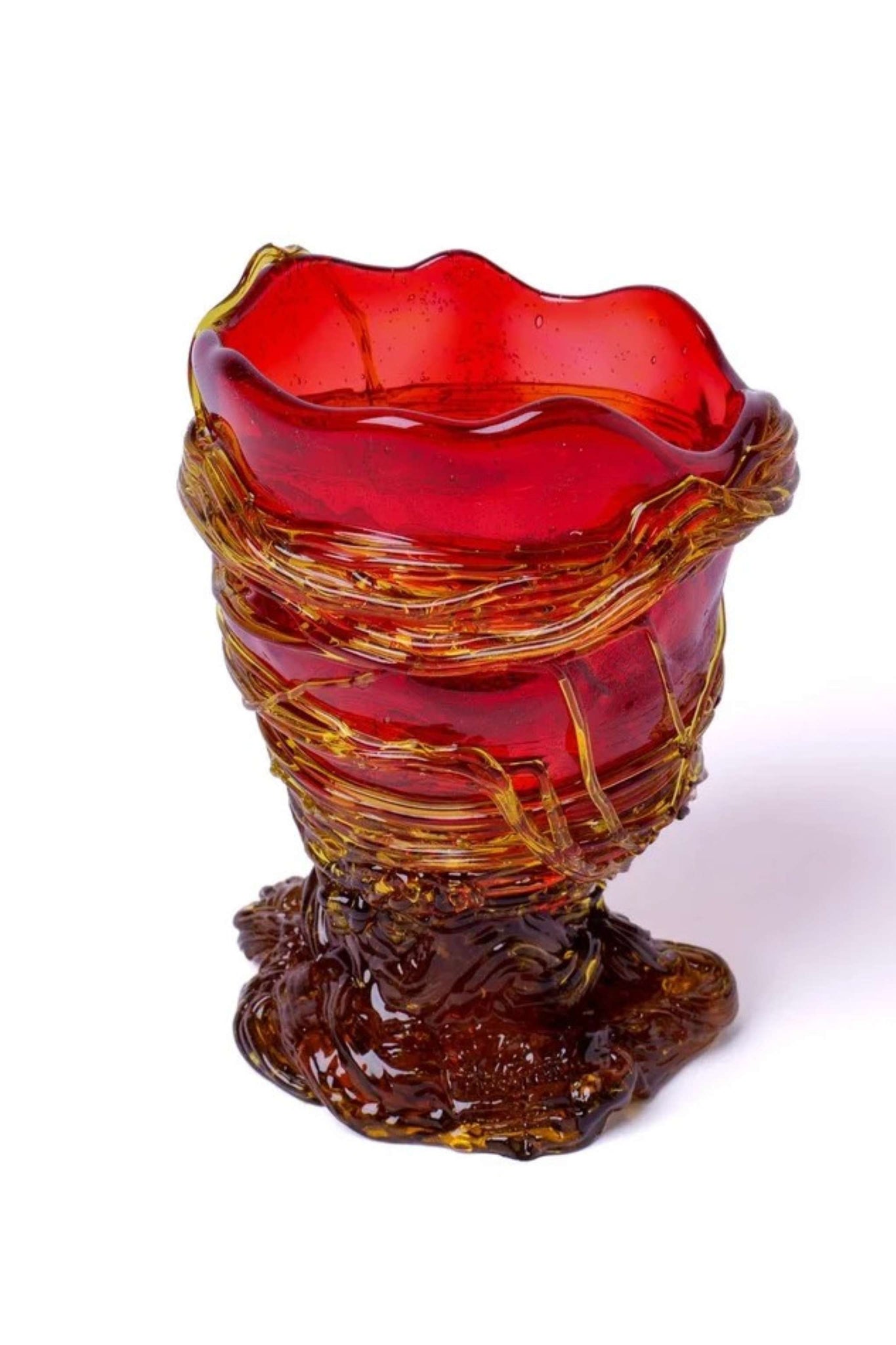 Spaghetti Vase  (XS), Clear Red and Amber