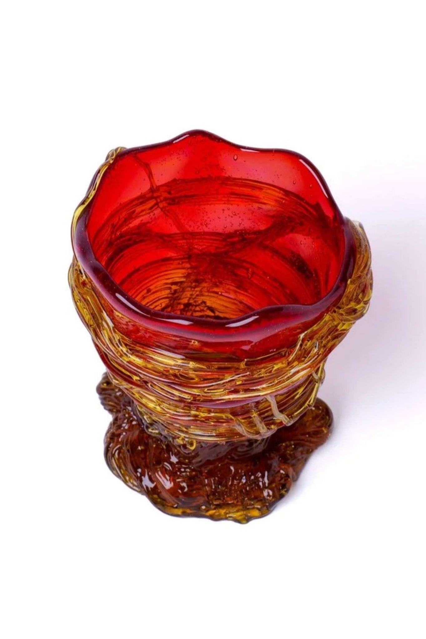 Spaghetti Vase  (XS), Clear Red and Amber