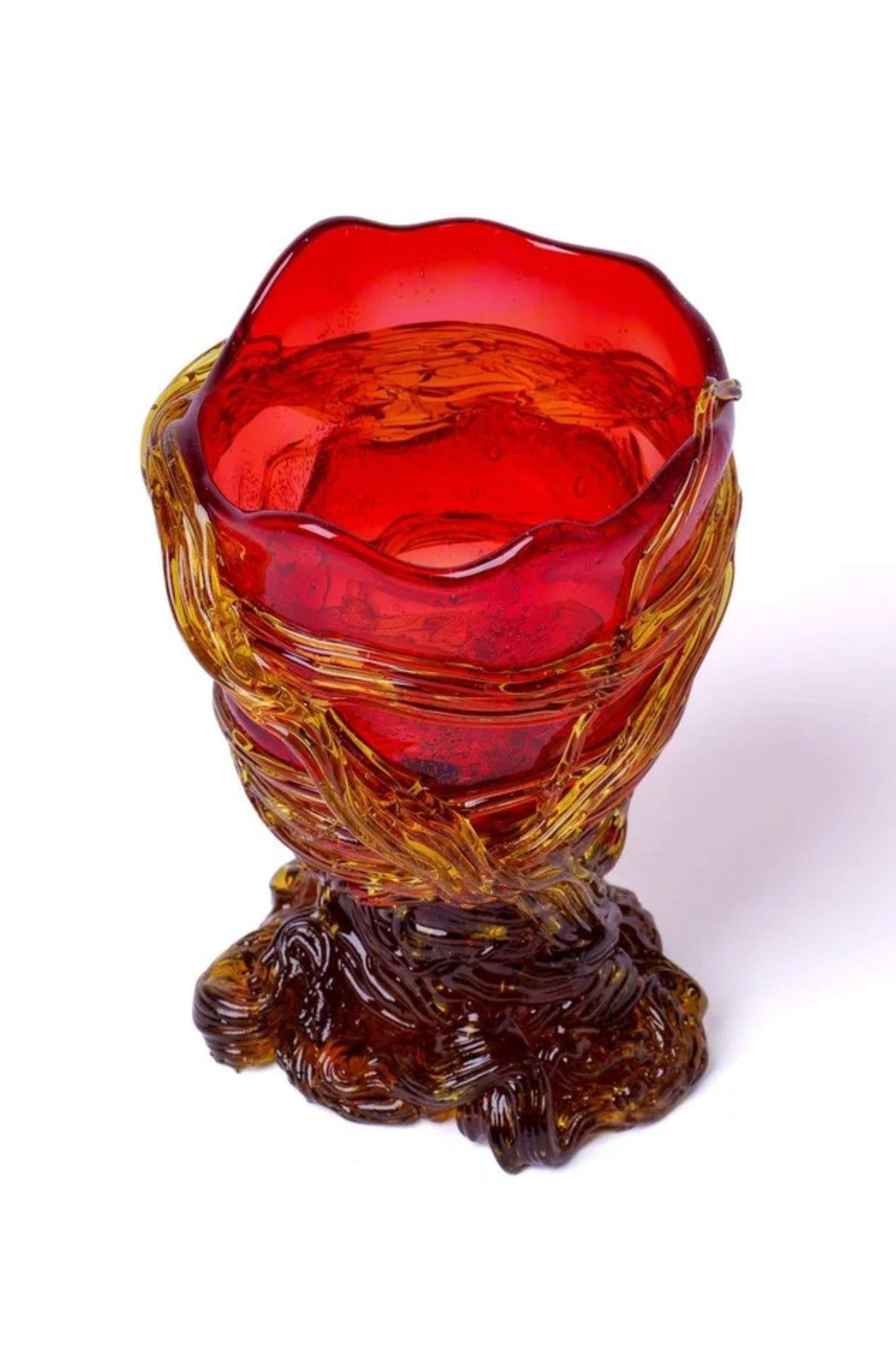 Spaghetti Vase  (XS), Clear Red and Amber