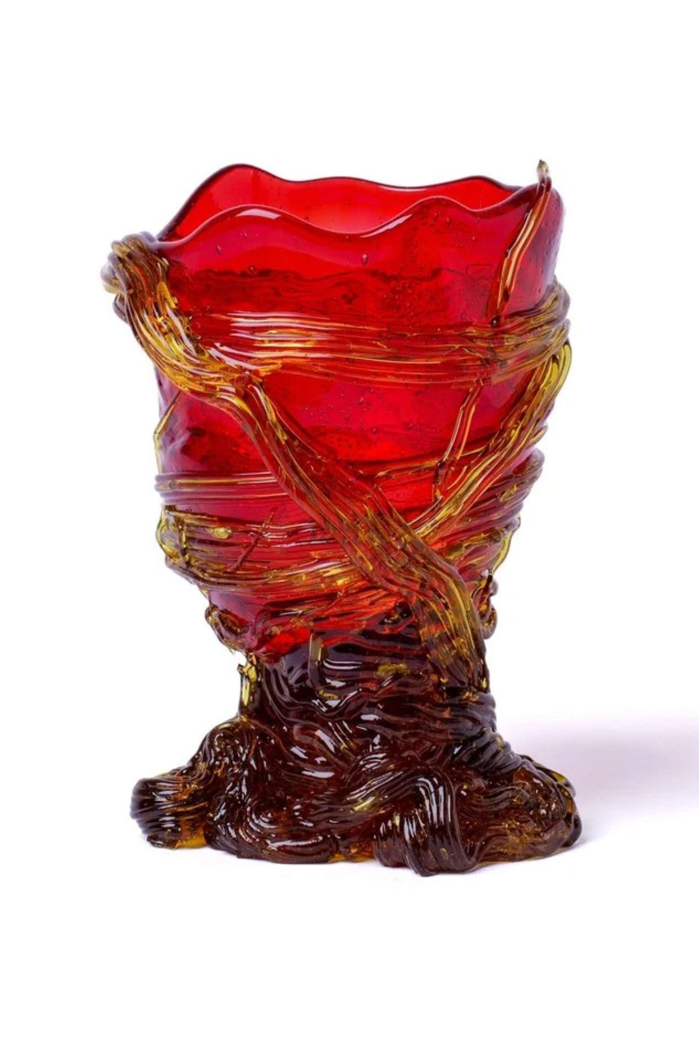 Spaghetti Vase  (XS), Clear Red and Amber