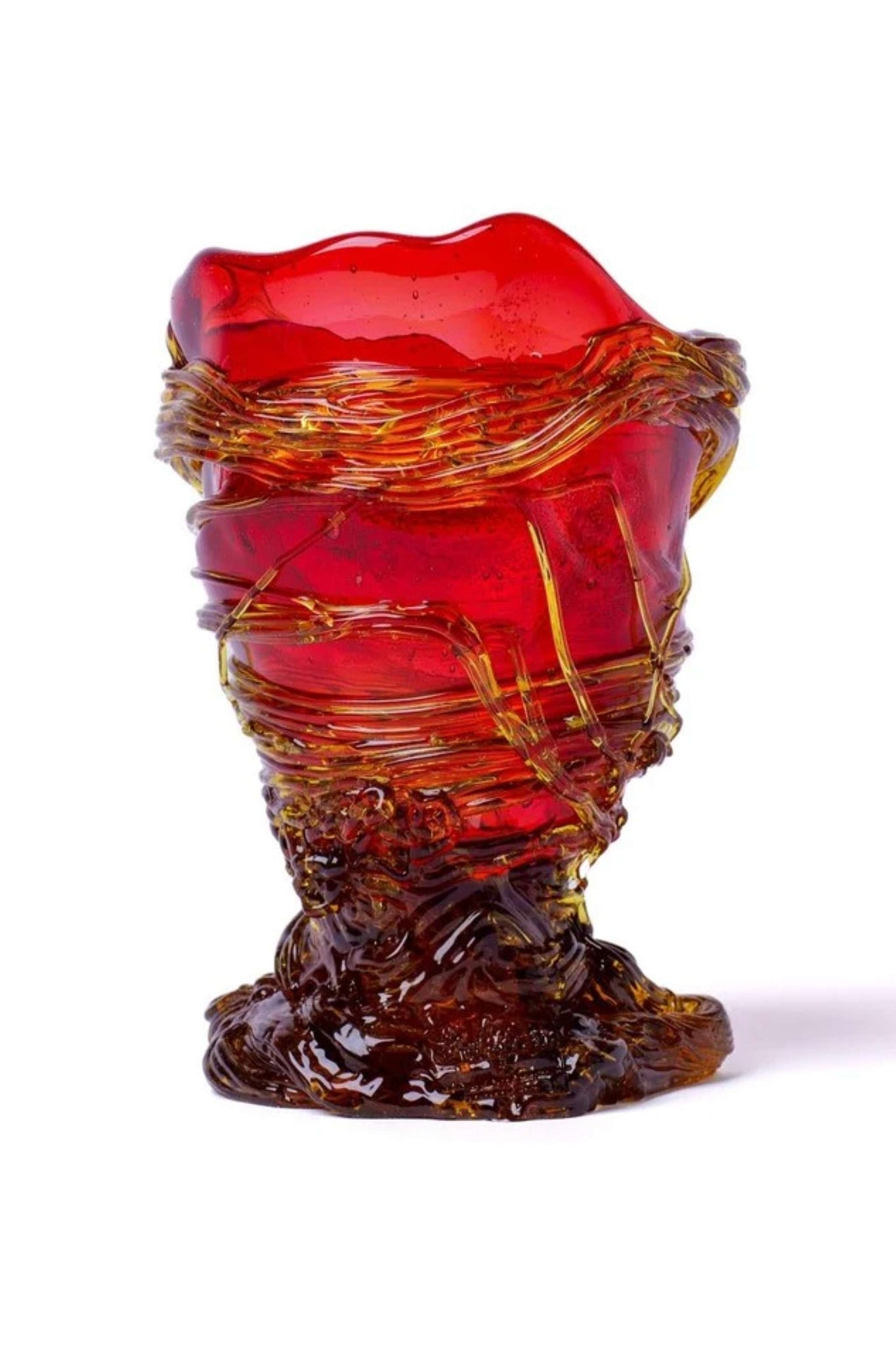 Spaghetti Vase  (XS), Clear Red and Amber