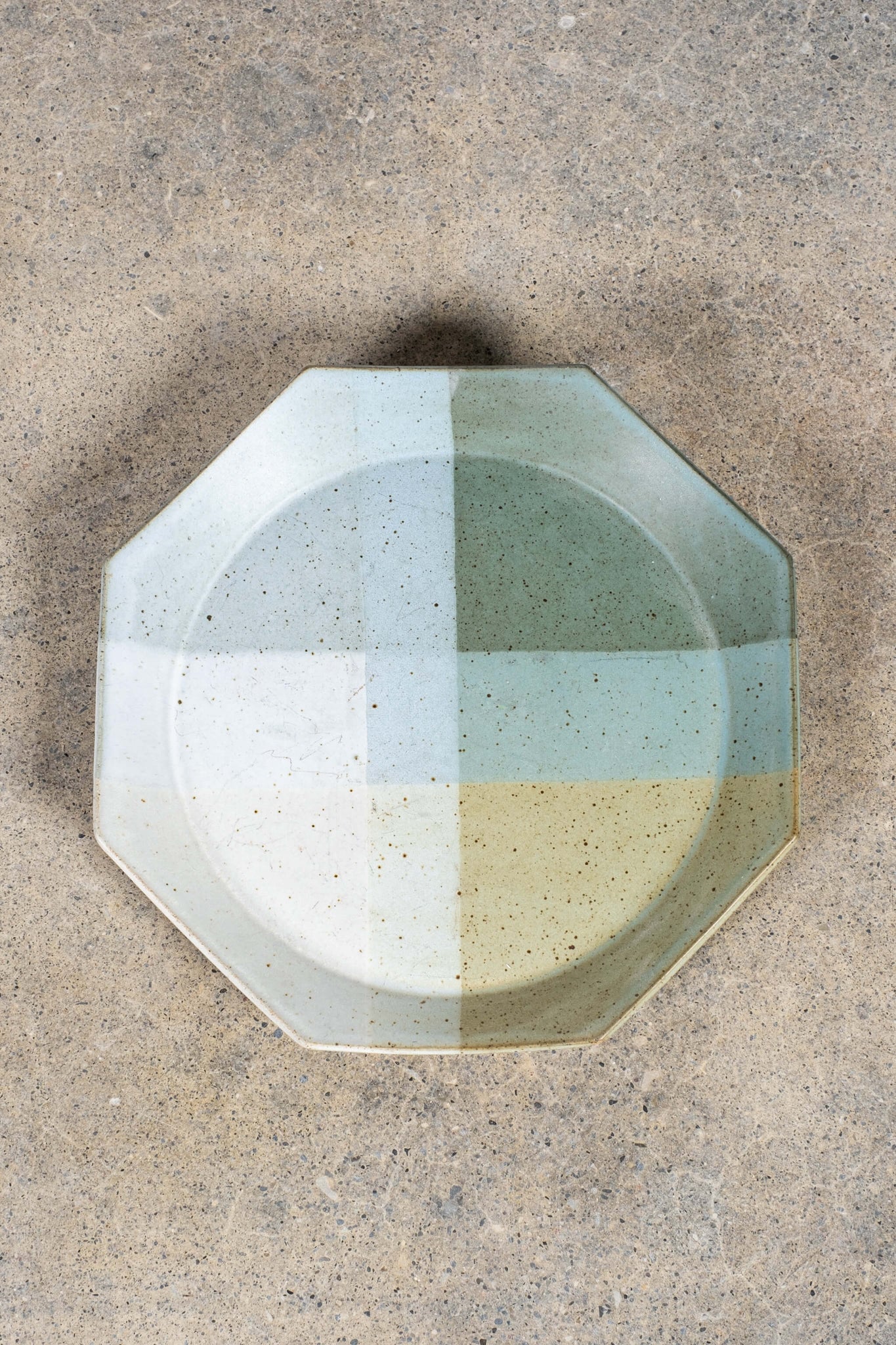 Studio Pottery Dish with Geometric Pattern, top view