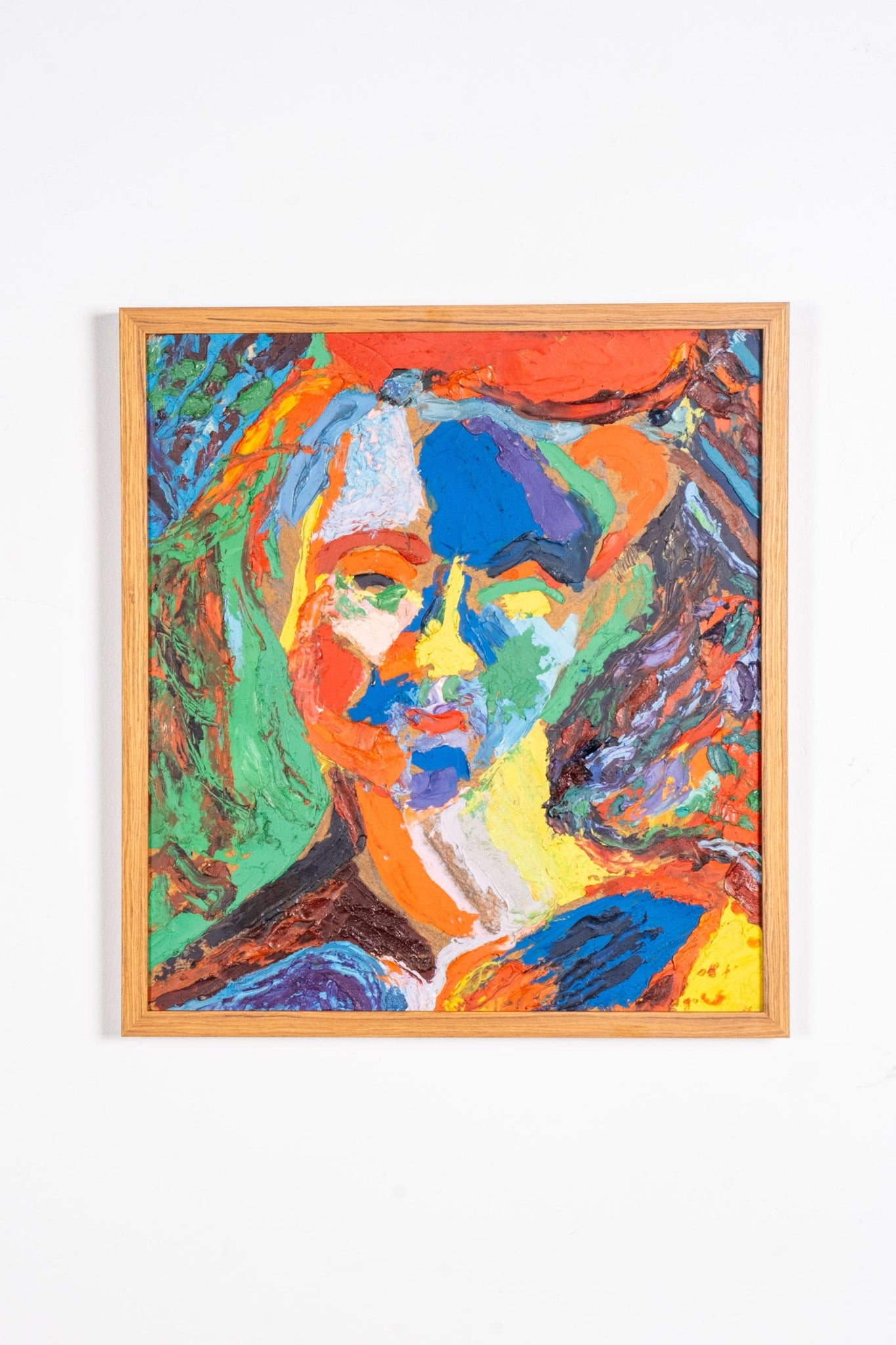 Vintage Textured Colourful Abstract Portrait, New Wood Frame | Bonne Choice