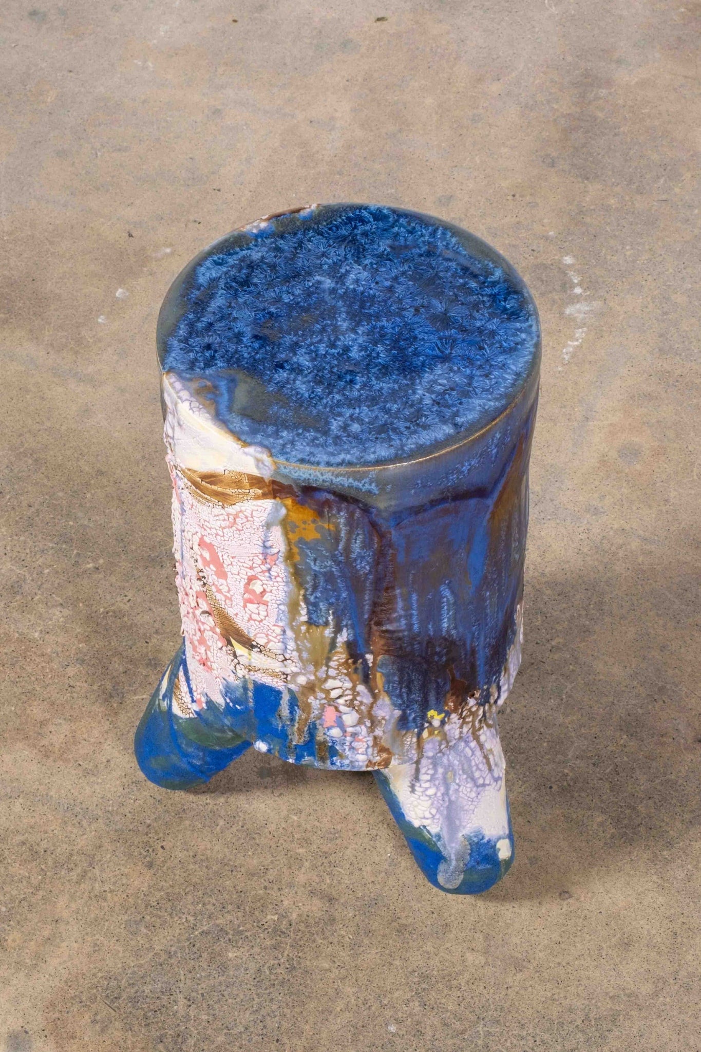 Three-Legged Stool, Multi-Blue | Bonne Choice