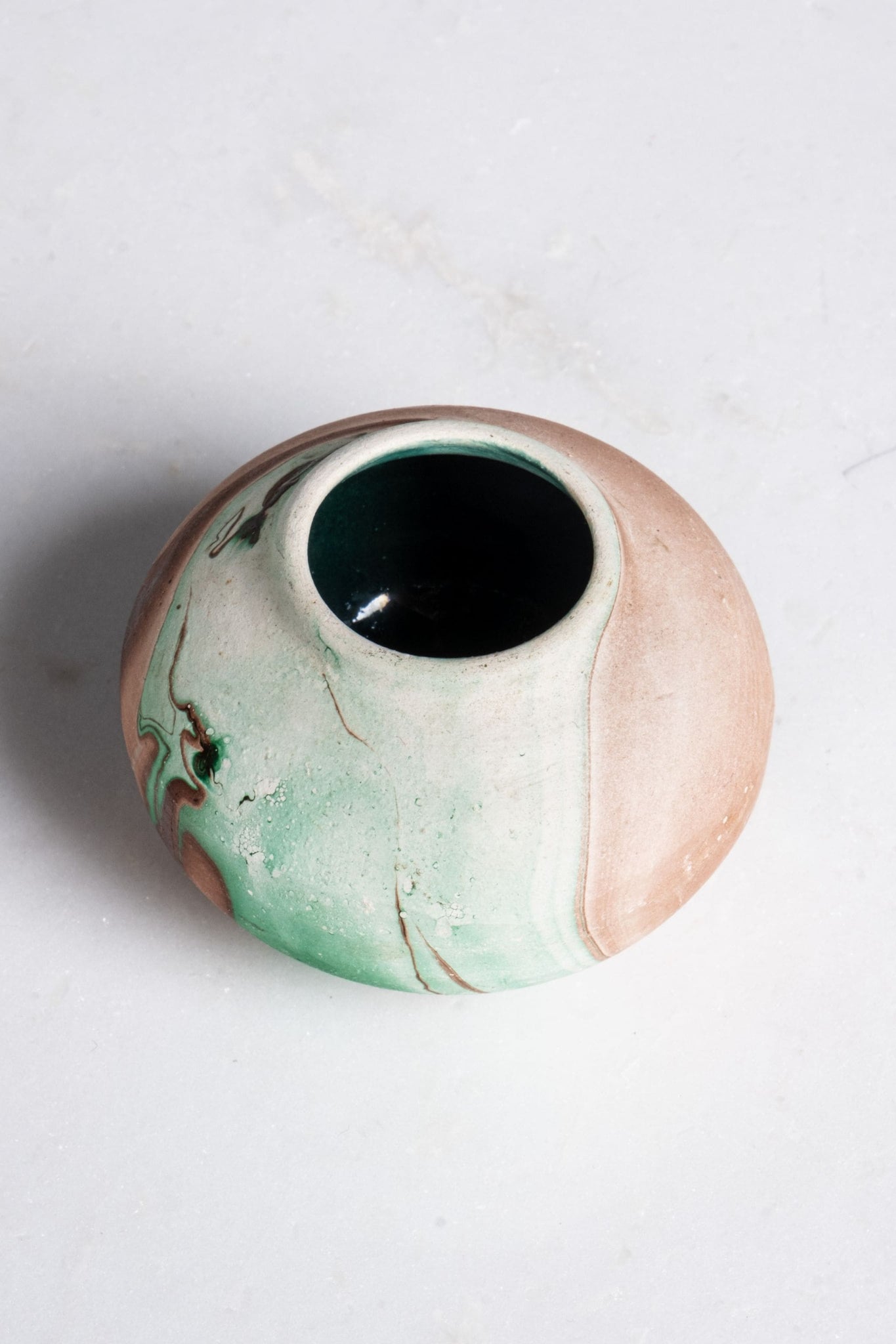 Vintage Tiny Swirl Pottery Vessel, Glazed Interior | Bonne Choice