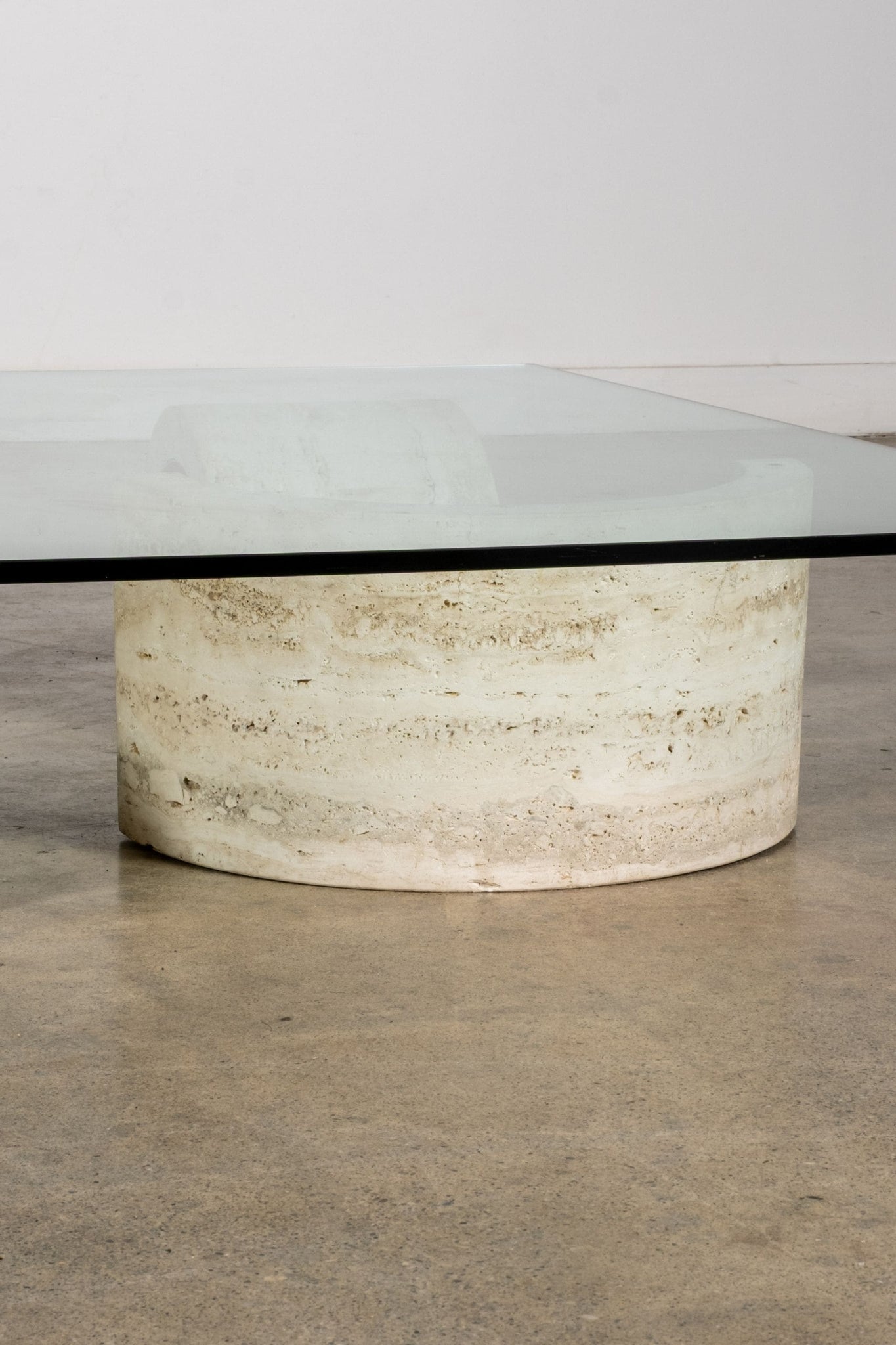 Vintage Travertine + Glass Low Coffee Table, 1-Arches | Bonne Choice 