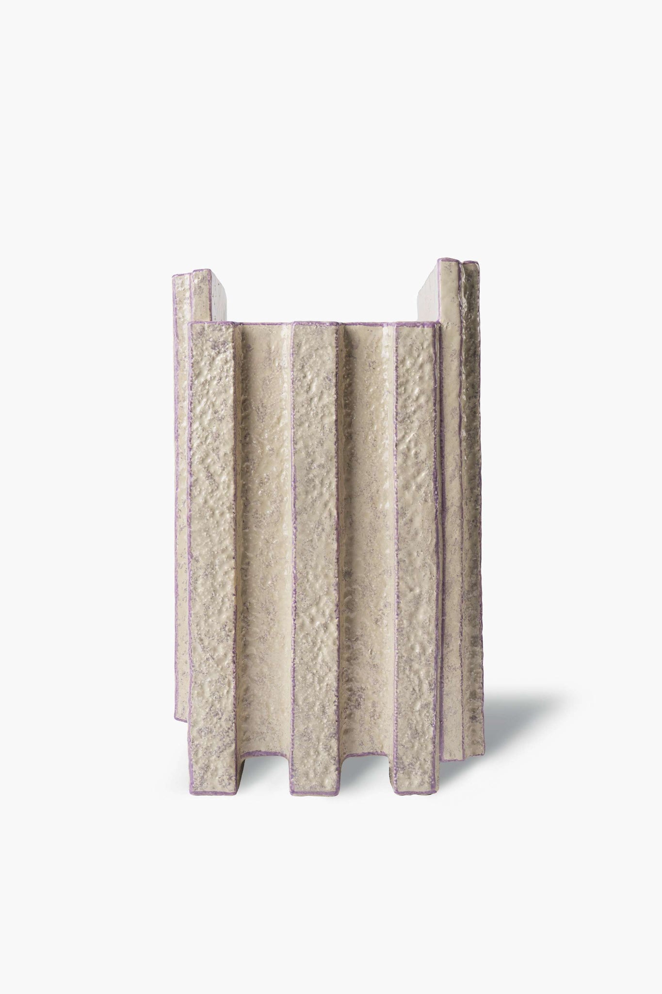Tall "Merlate" Vase, Cream and Violet
