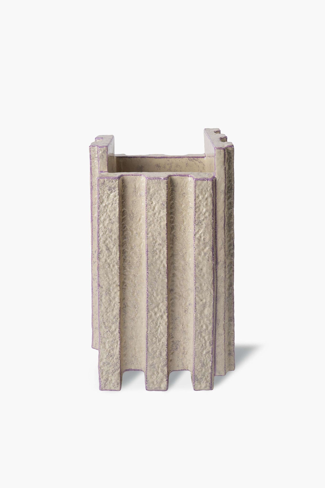 Tall "Merlate" Vase, Cream and Violet