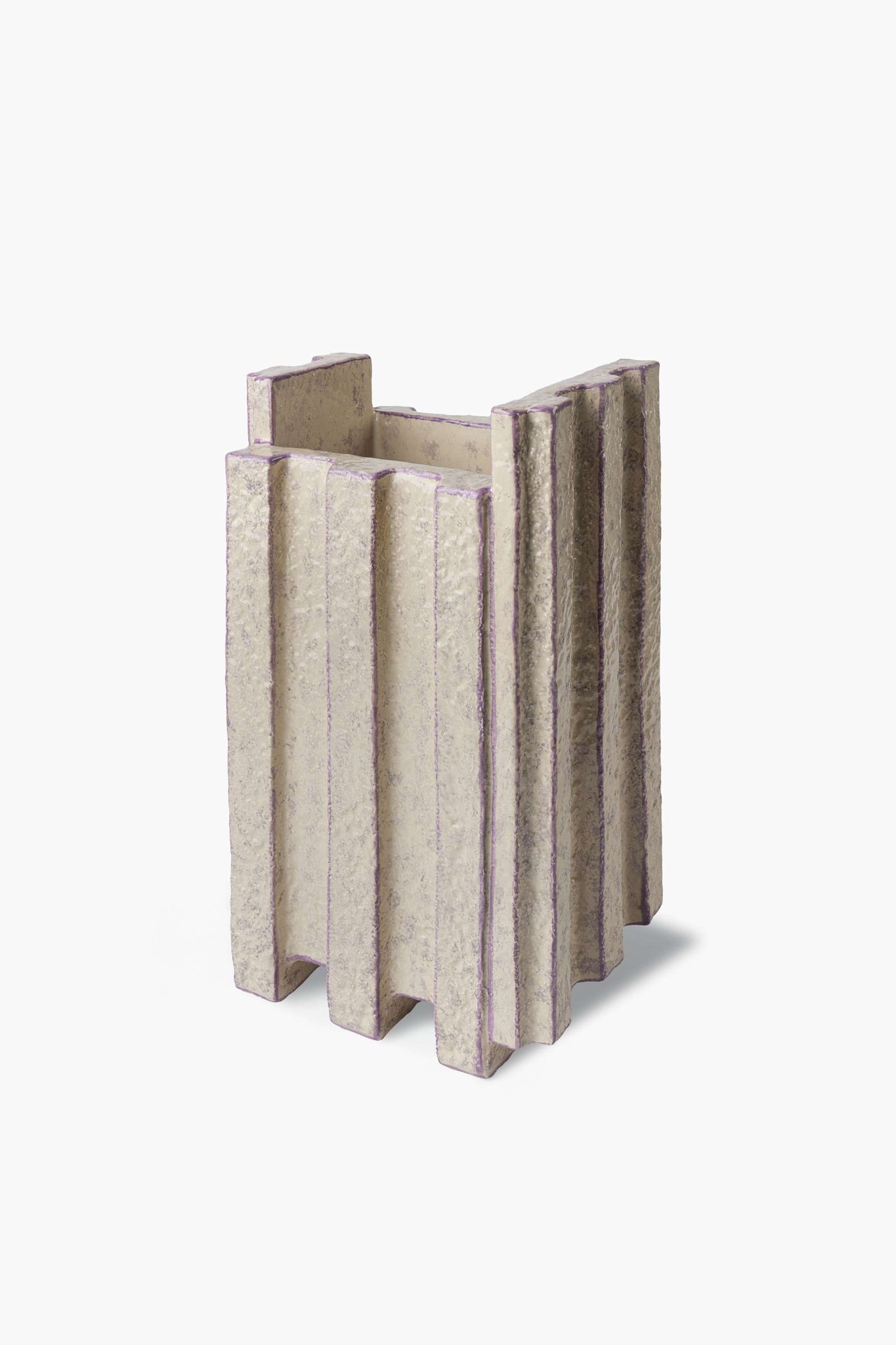 Tall "Merlate" Vase, Cream and Violet