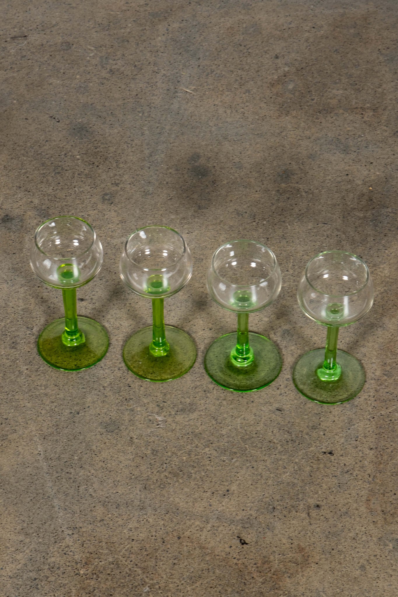 Bonne Choice - Vintage Wine Glasses with Green Stems, each