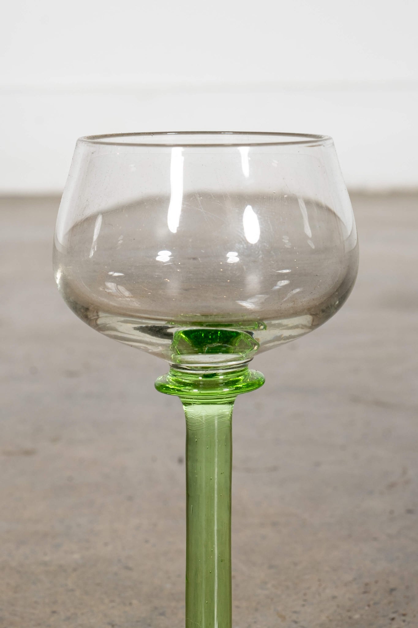 Bonne Choice - Vintage Wine Glasses with Green Stems, each