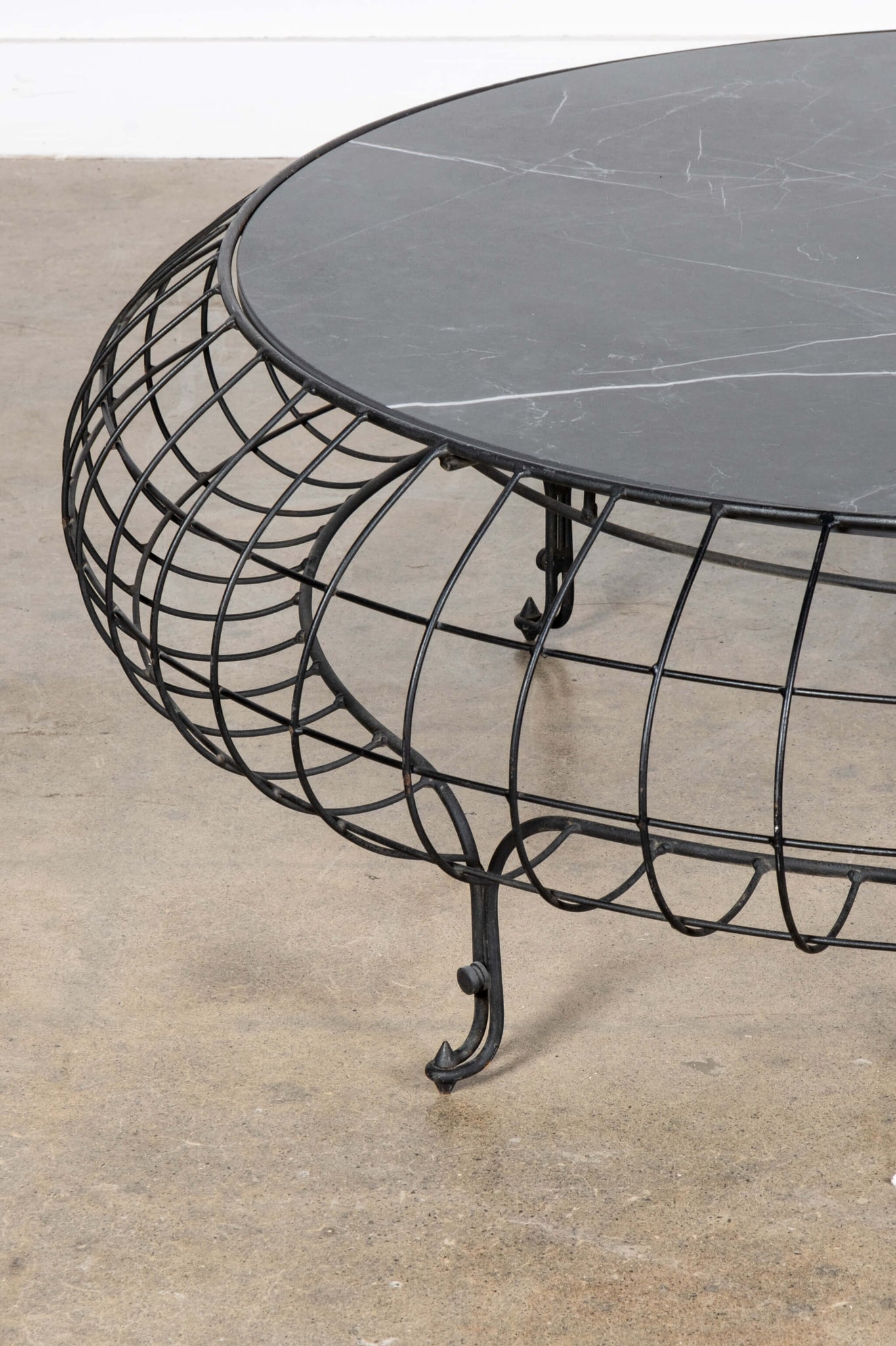 Wire Frame Coffee Table with Black Marble Top