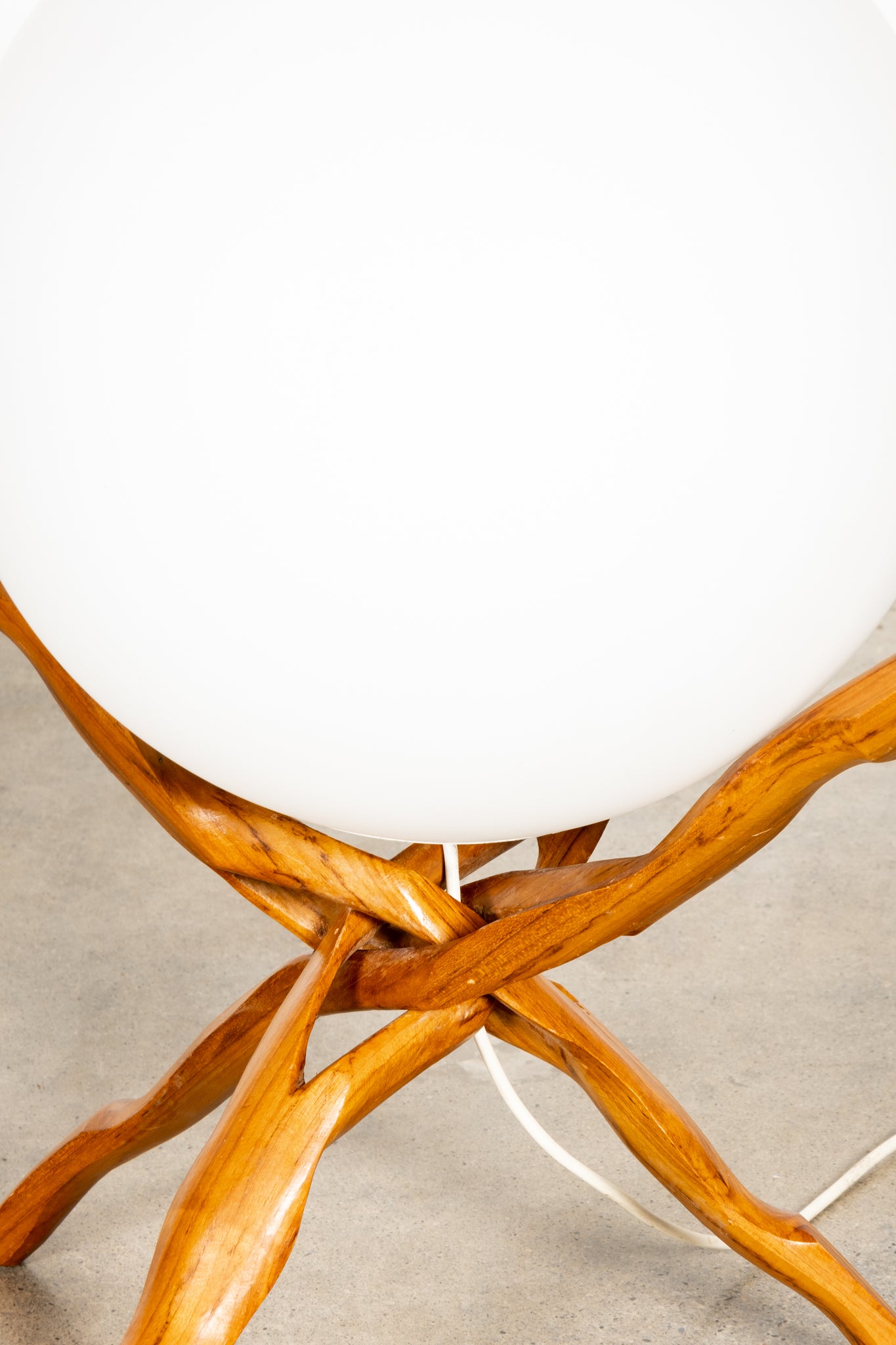 Bonne Choice -Wood + Glass Globe Tripod Floor Lamp