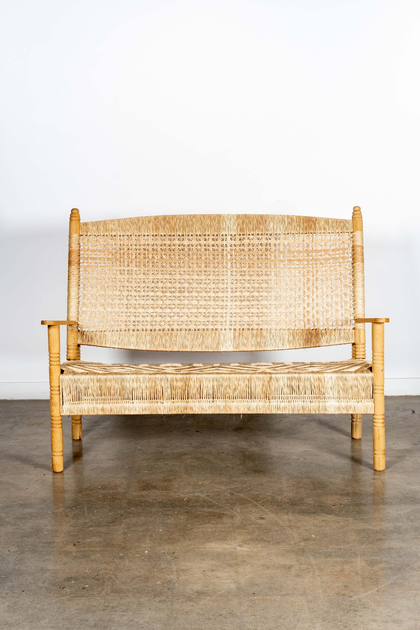 Bonne Choice - (New) Wood + Woven Rope/Jute Loveseat