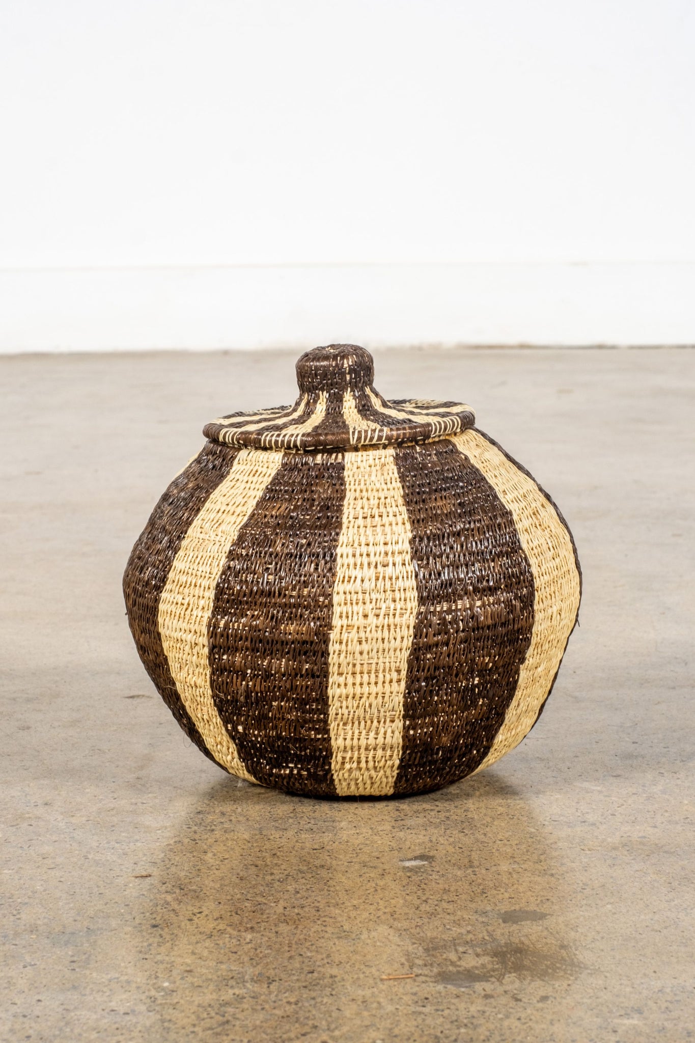 Woven Striped Lidded Basket | Bonne Choice