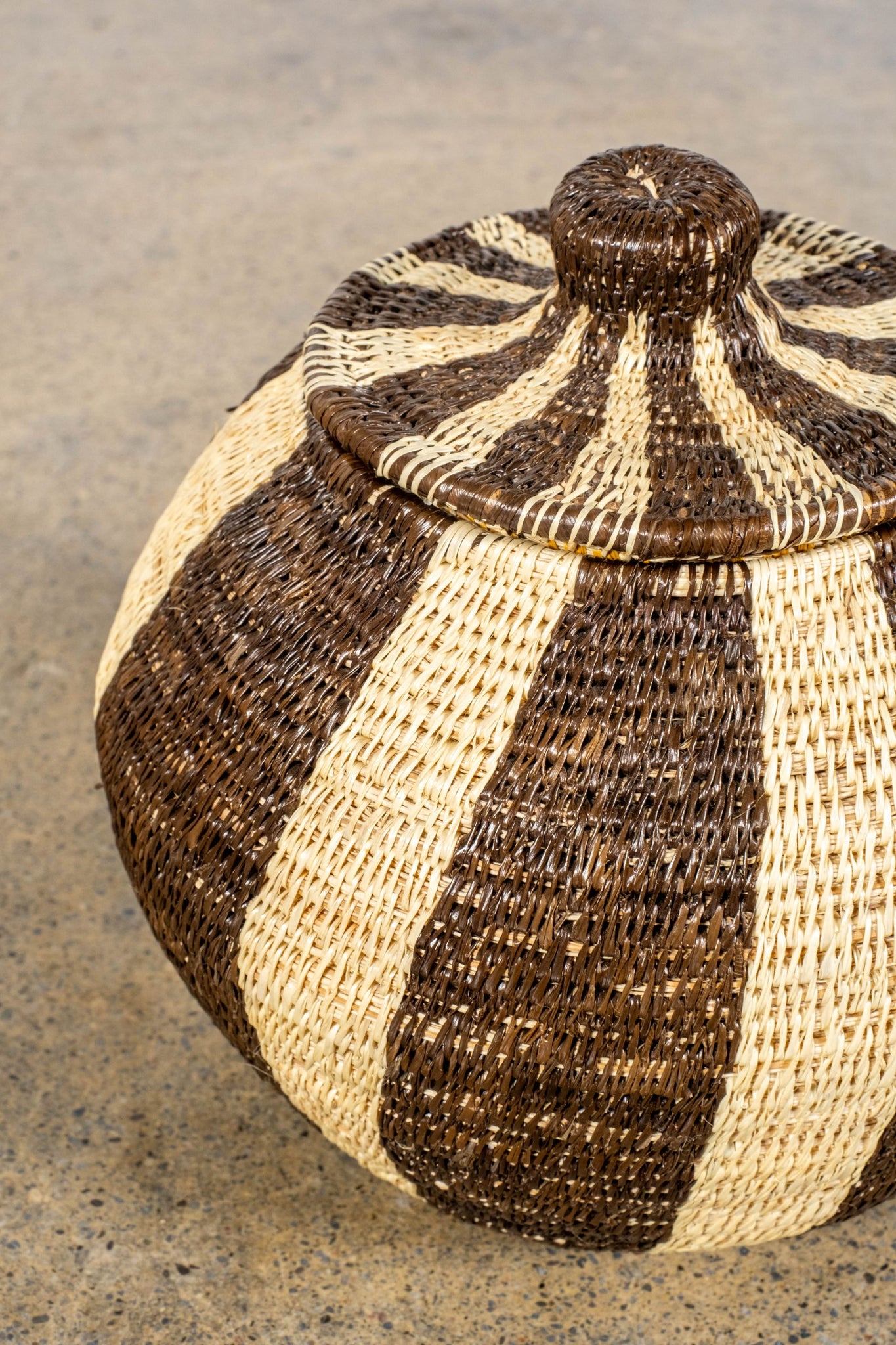 Woven Striped Lidded Basket | Bonne Choice