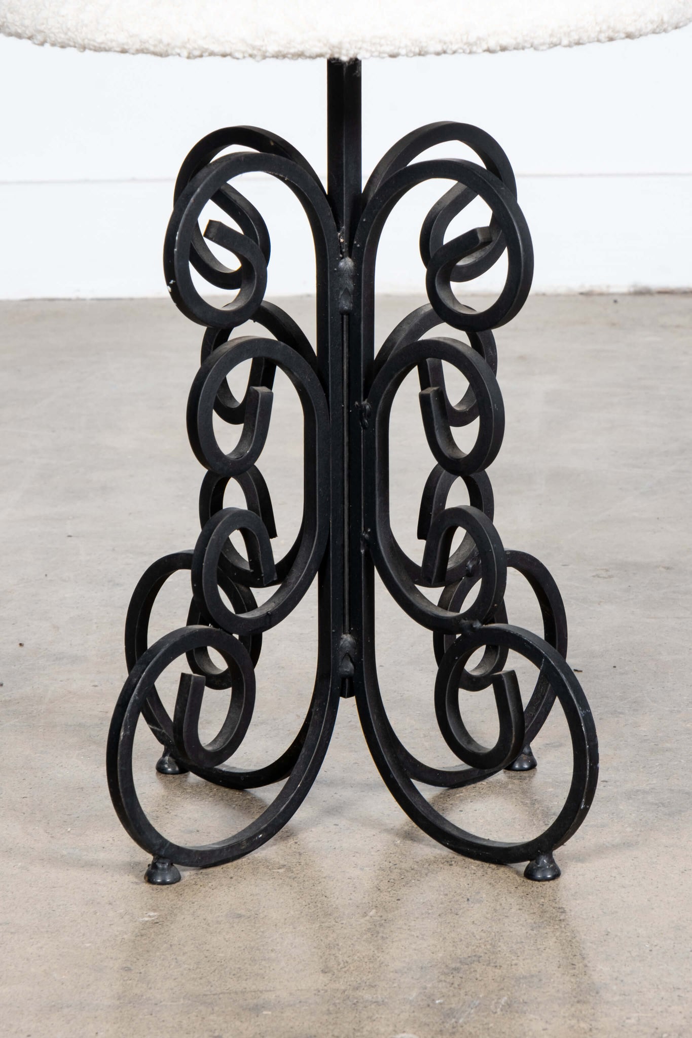 Wrought Iron Stool with Boucle Seat