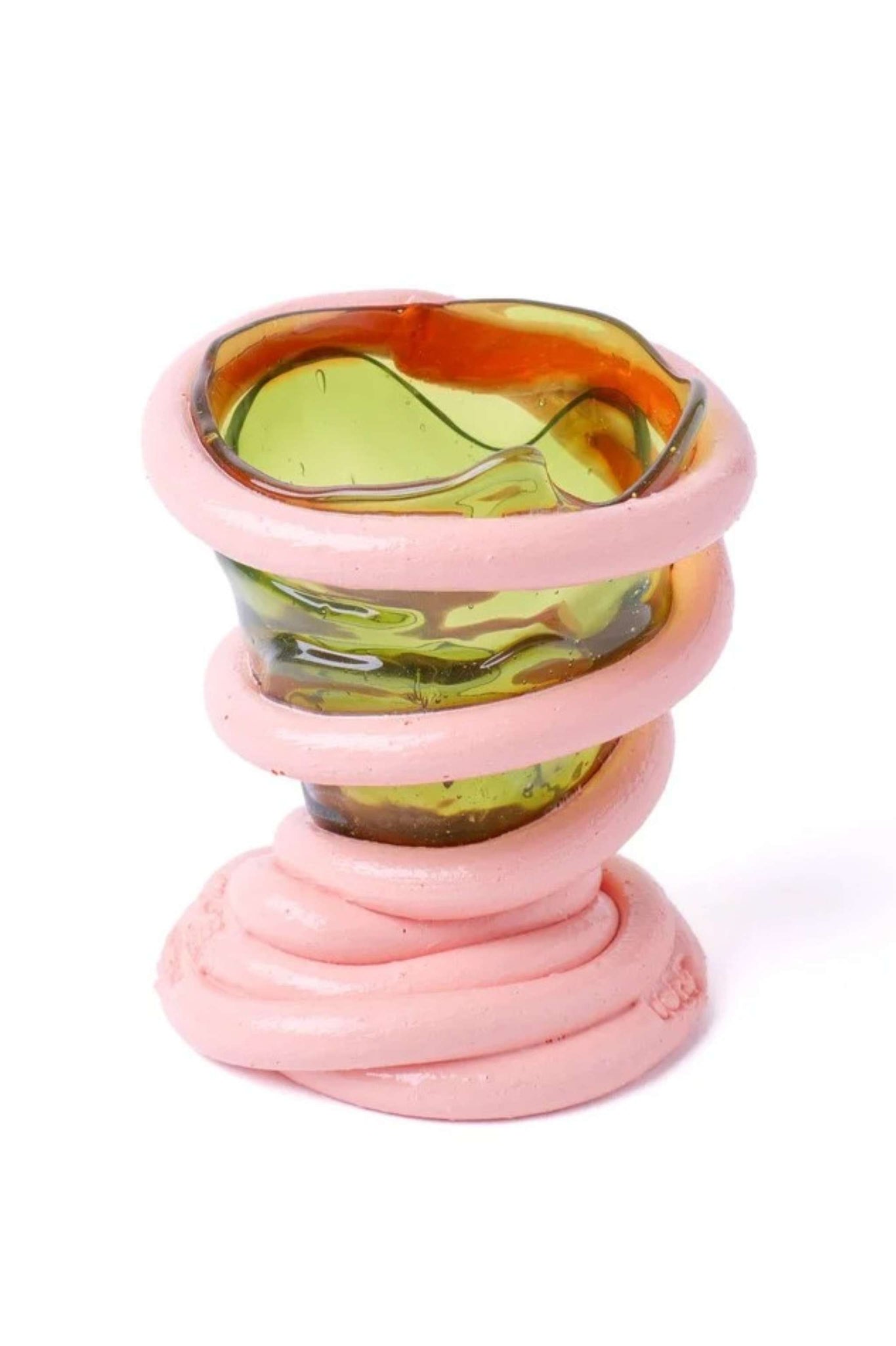 Pompitu I Vase (XS), Bottle Green and Matte Salmon