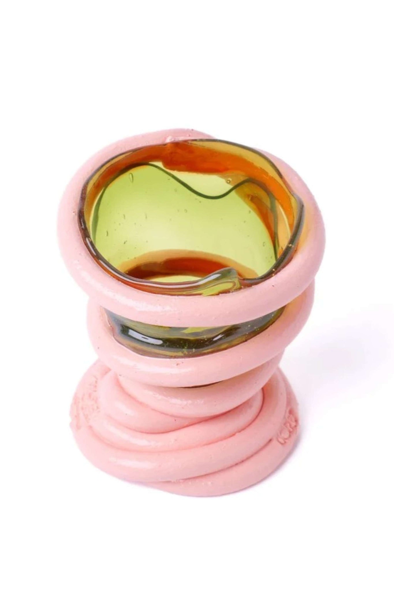 Pompitu I Vase (XS), Bottle Green and Matte Salmon