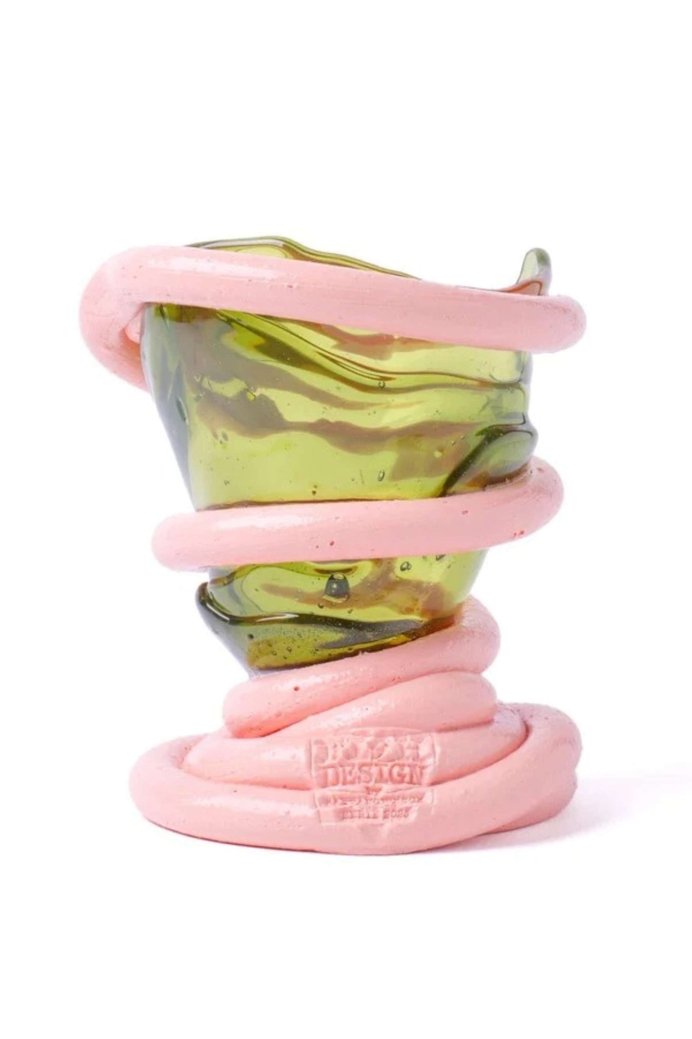 Pompitu I Vase (XS), Bottle Green and Matte Salmon