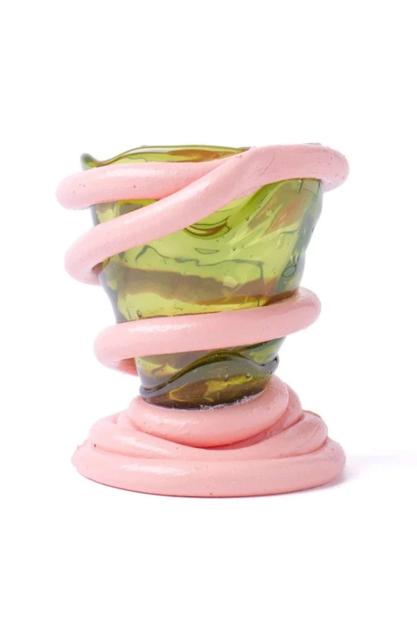 Pompitu I Vase (XS), Bottle Green and Matte Salmon