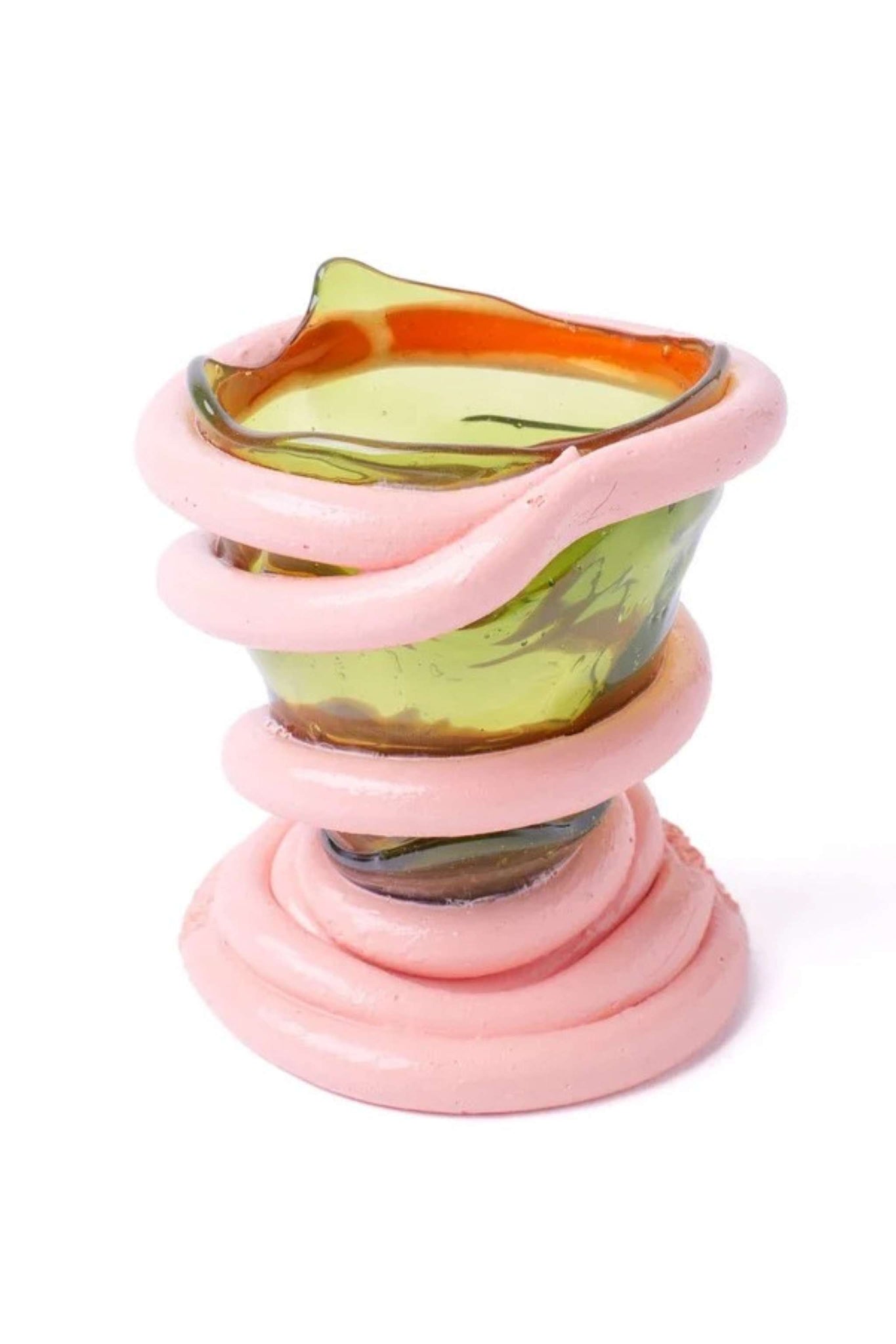 Pompitu I Vase (XS), Bottle Green and Matte Salmon