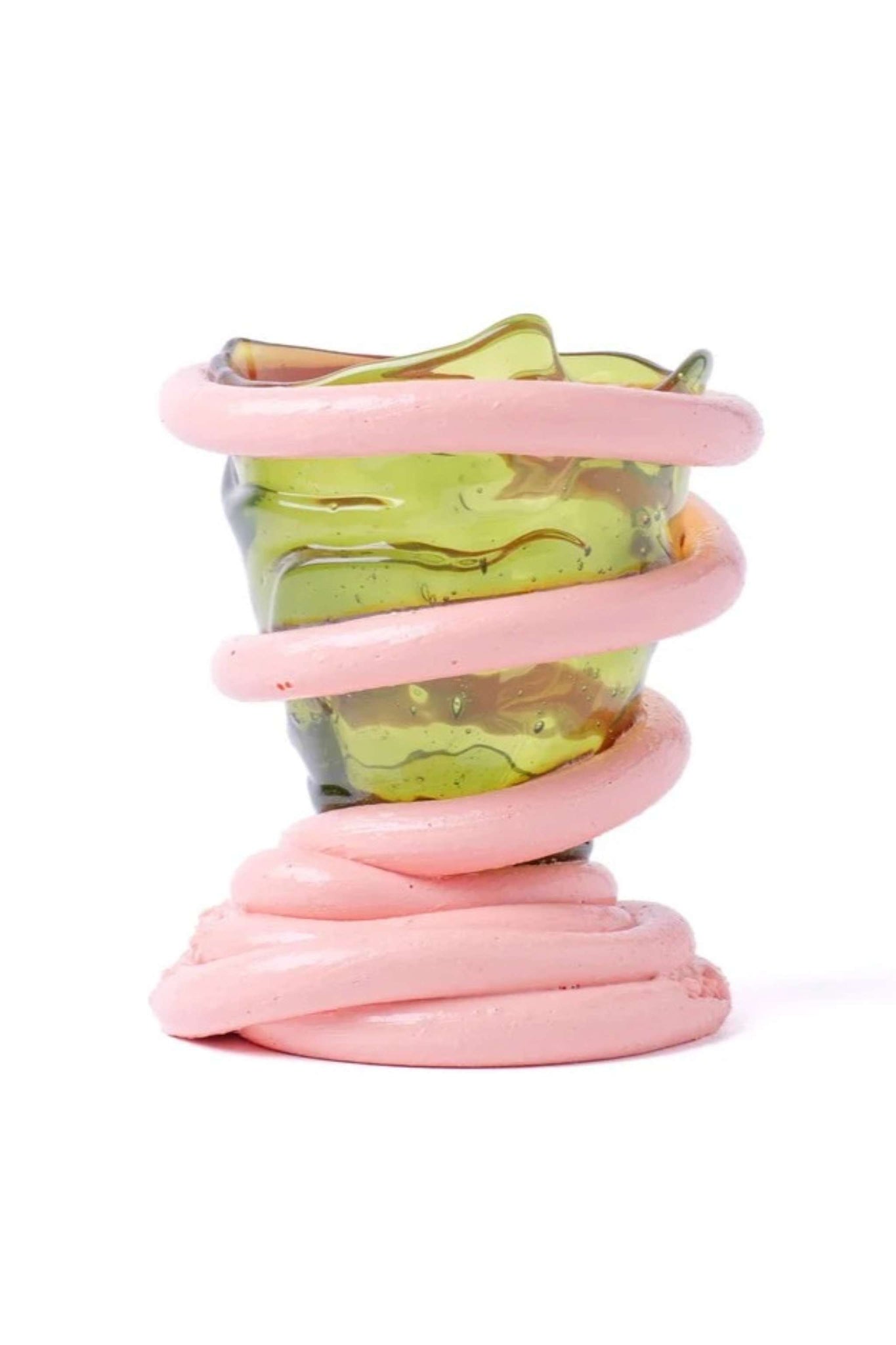 Pompitu I Vase (XS), Bottle Green and Matte Salmon