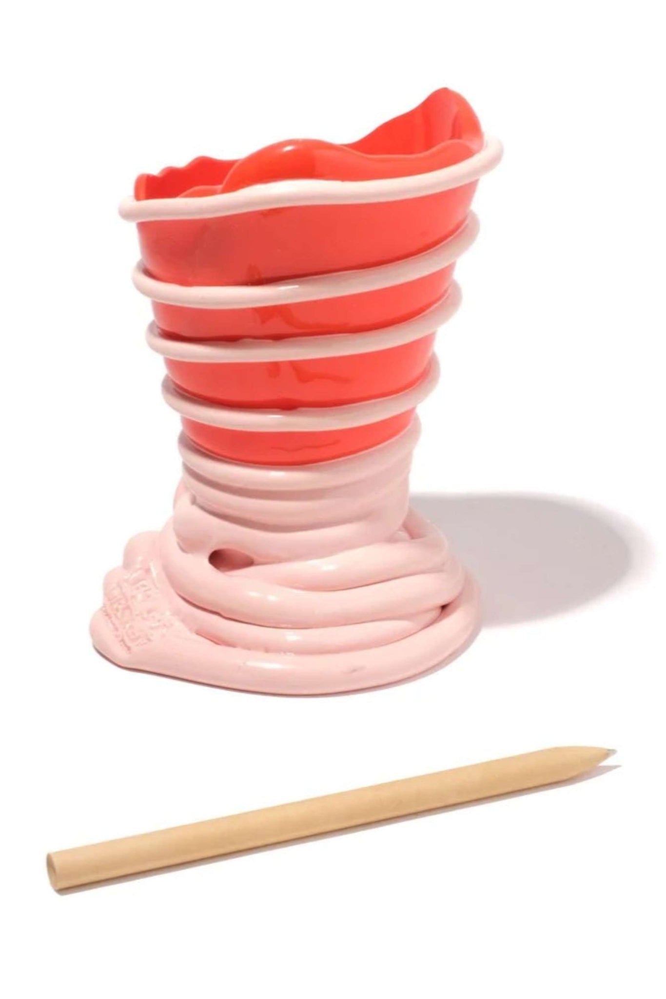 Pompitu II Vase (XS), Matte Orange and Pastel Pink