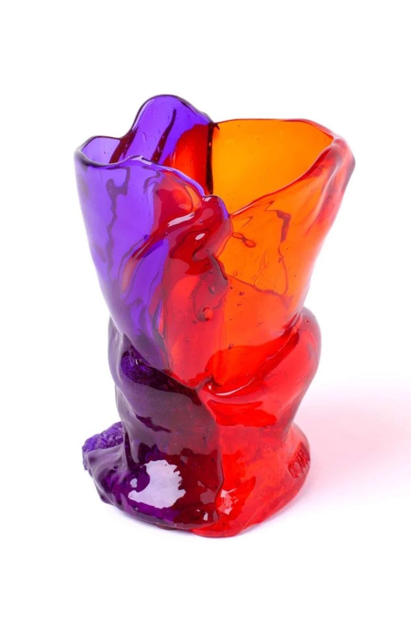 Twin C Vase (XS), Clear Orange and Purple