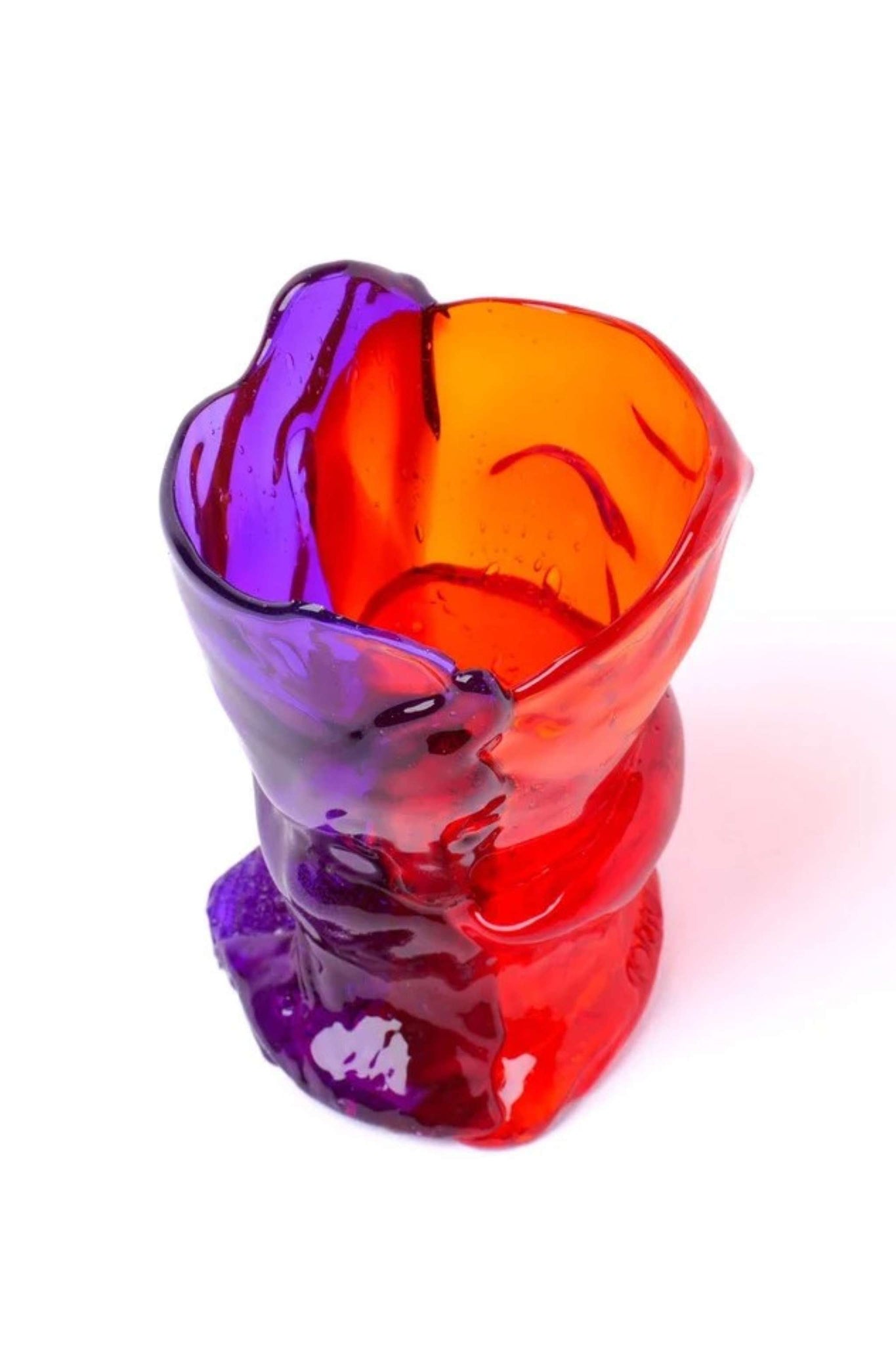 Twin C Vase (XS), Clear Orange and Purple