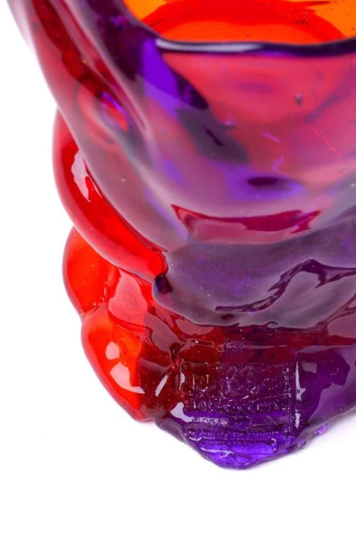 Twin C Vase (XS), Clear Orange and Purple