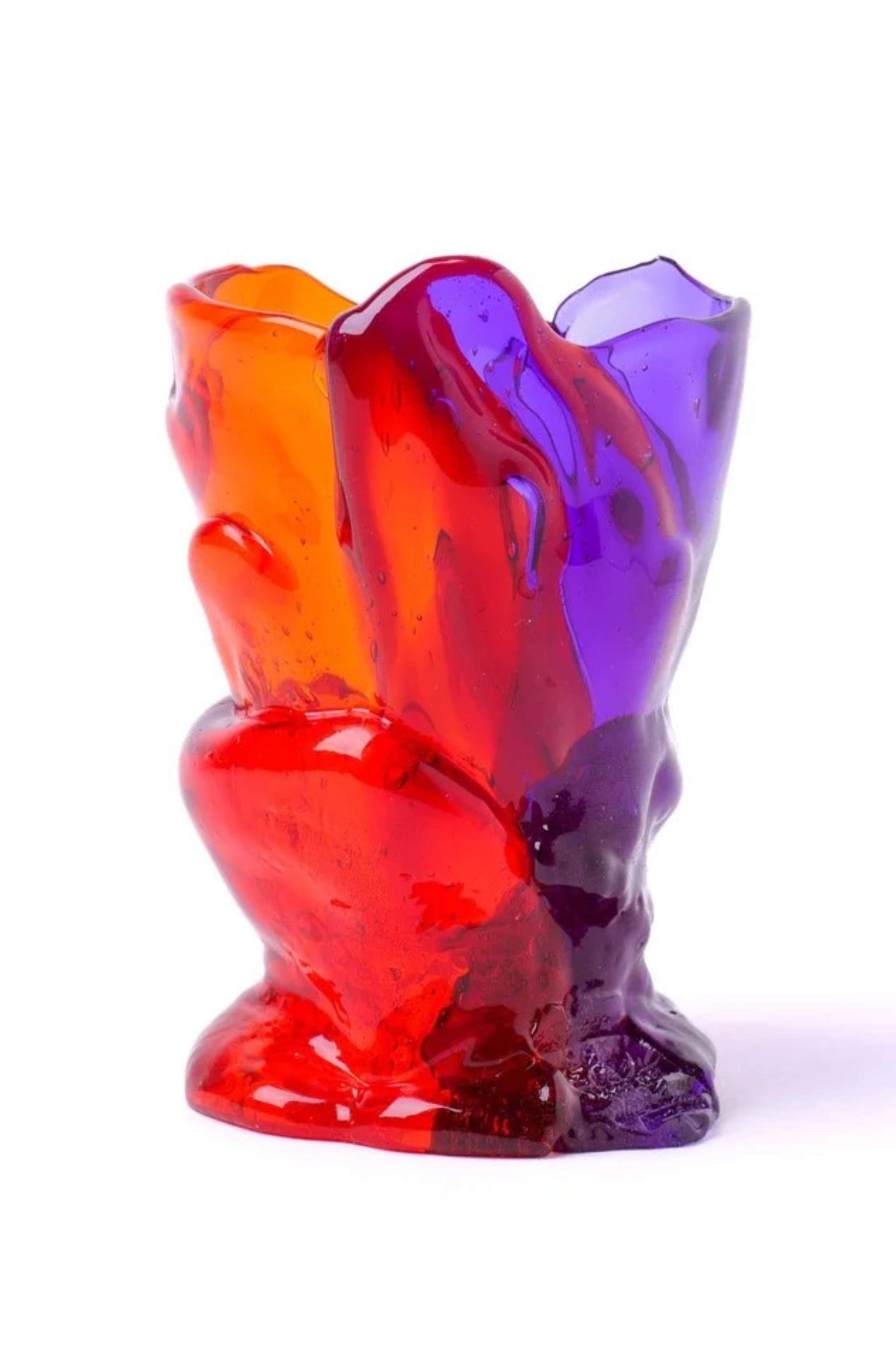 Twin C Vase (XS), Clear Orange and Purple